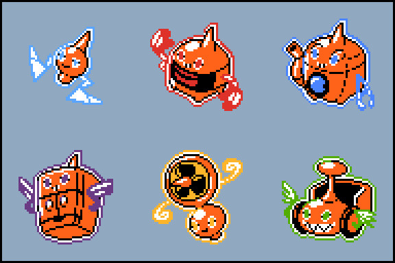 Gameboy Color style sprites for all forms of the Pokemon Rotom