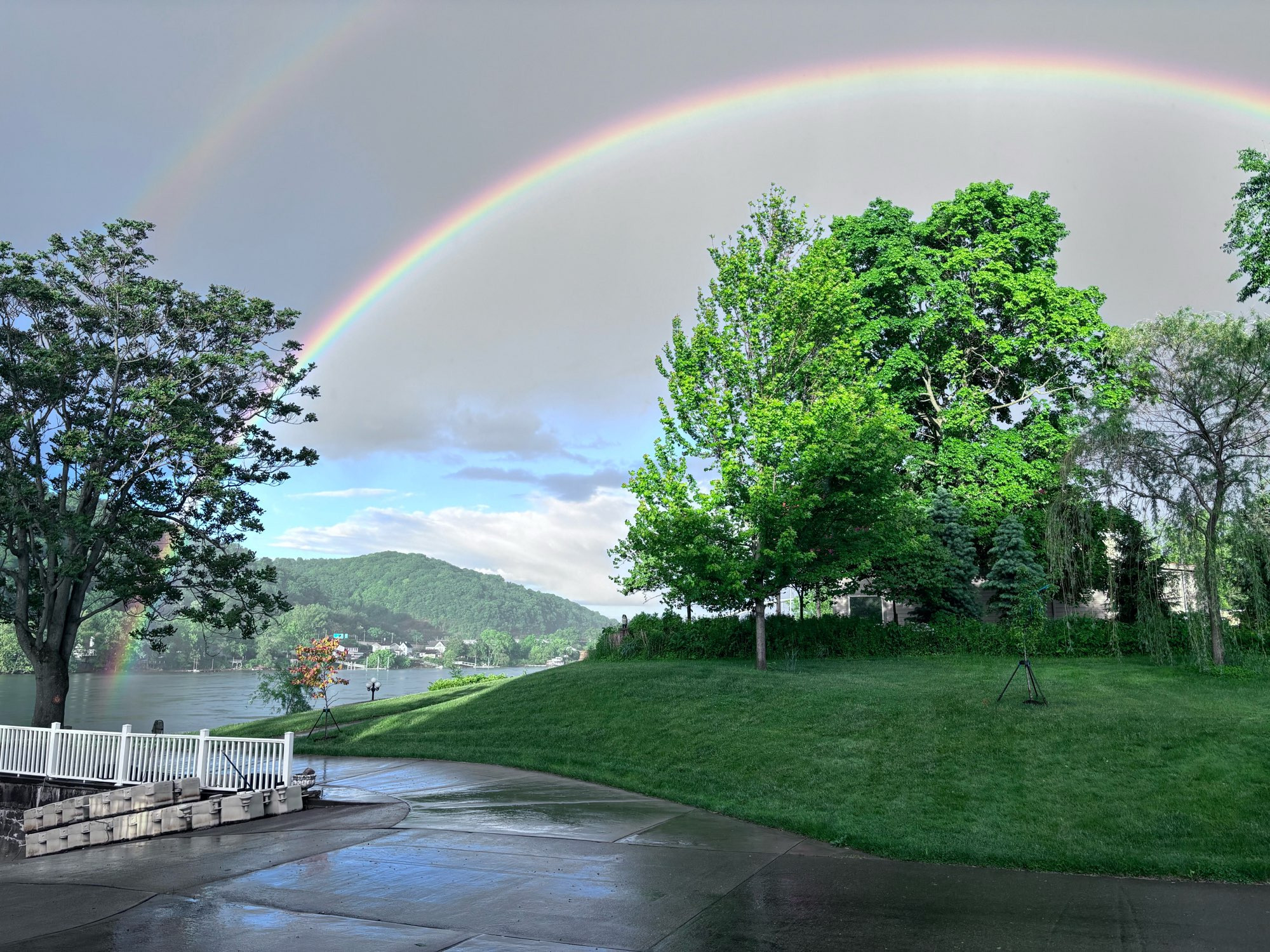 Picture of a double rainbow on Neville Island, Pennsylvania.