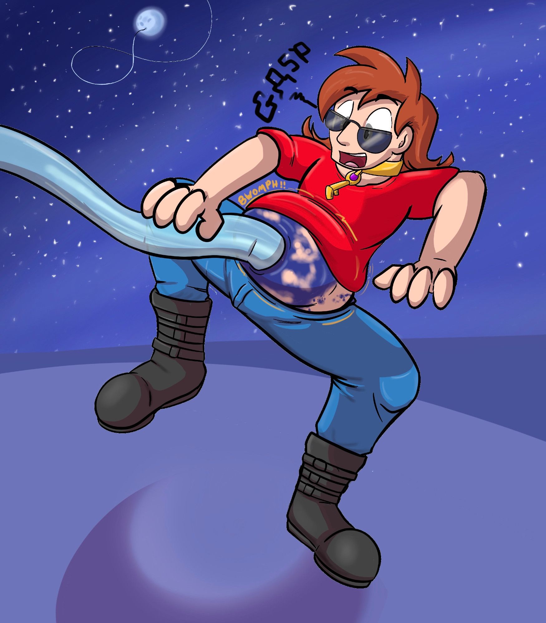 The moon winks playfully in the distance and shoots a suuuuper long air hose all the way down at me, which stuffs into my belly, beginning the process of transforming me into a Nightmare Moon parade balloon, while I freak out and slowly begin to inflate in the tummy.