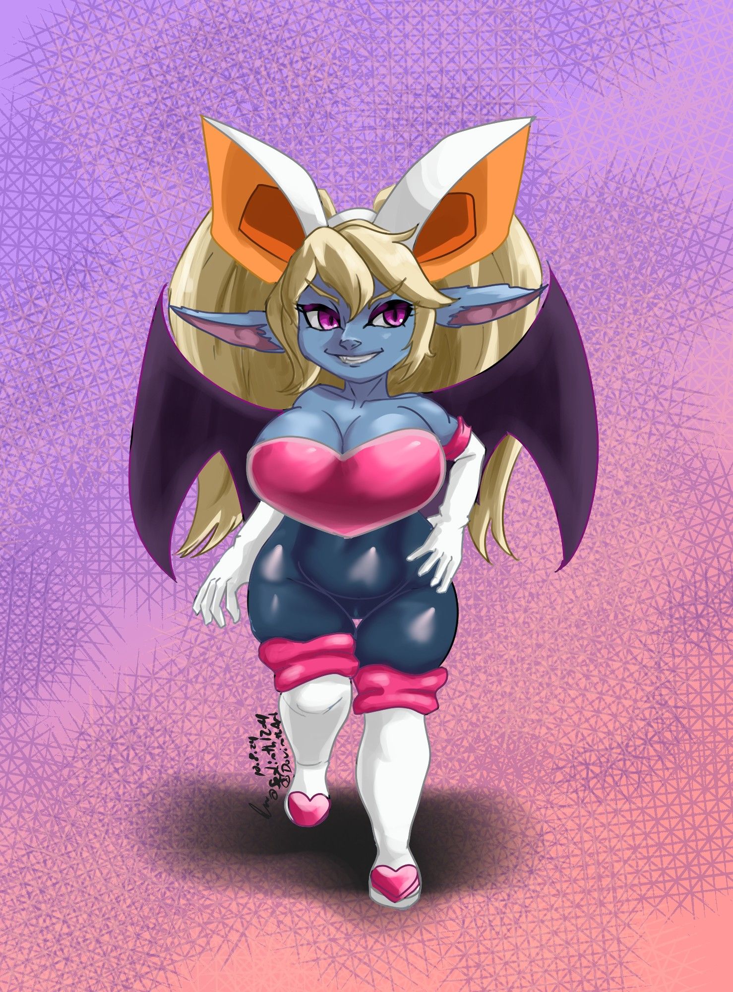 Poppy from League of Legends dressed as Rouge the Bat from the Sonic the Hedgehog series