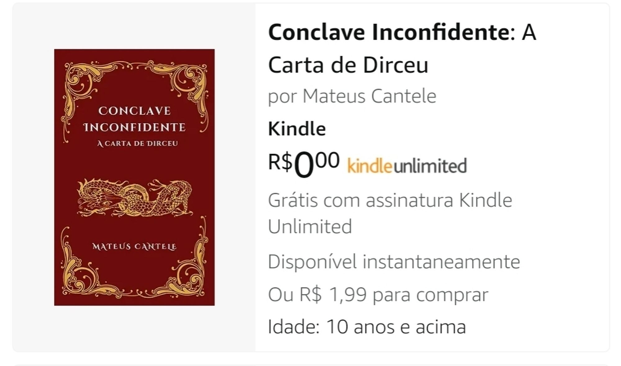 O livro Conclave Inconfidente no site da amazon