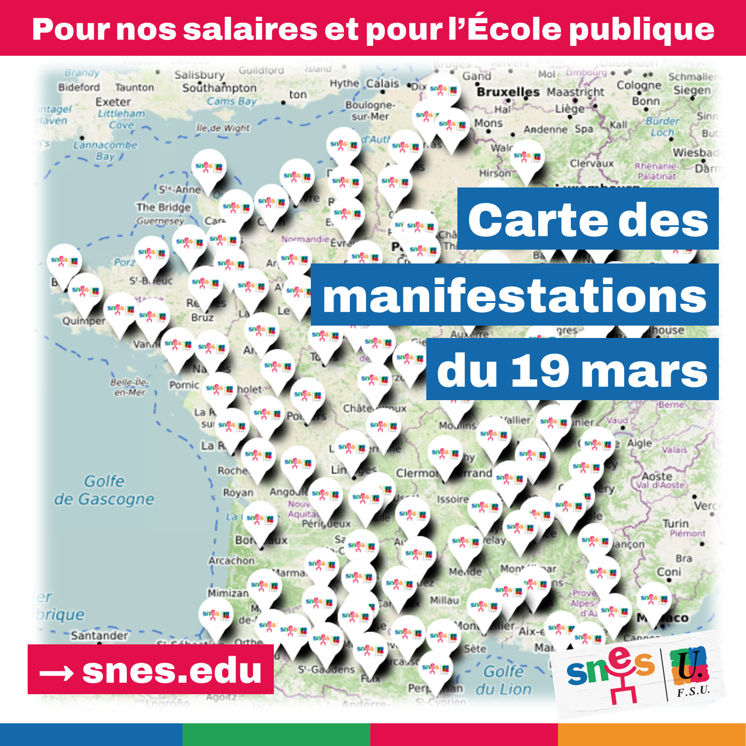 Carte des manifestations du 19 mars 2024