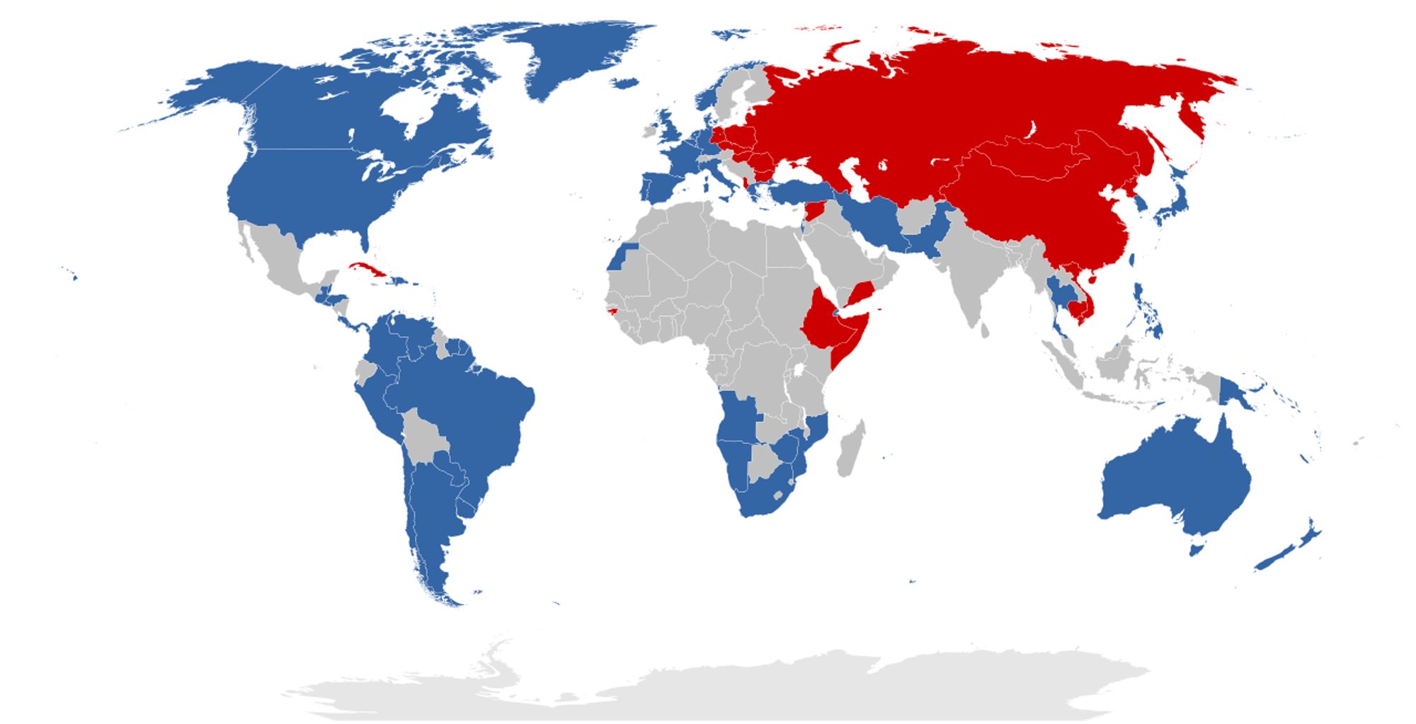 World map from Wikipedia showing Western bloc, Eastern bloc and unaligned countries