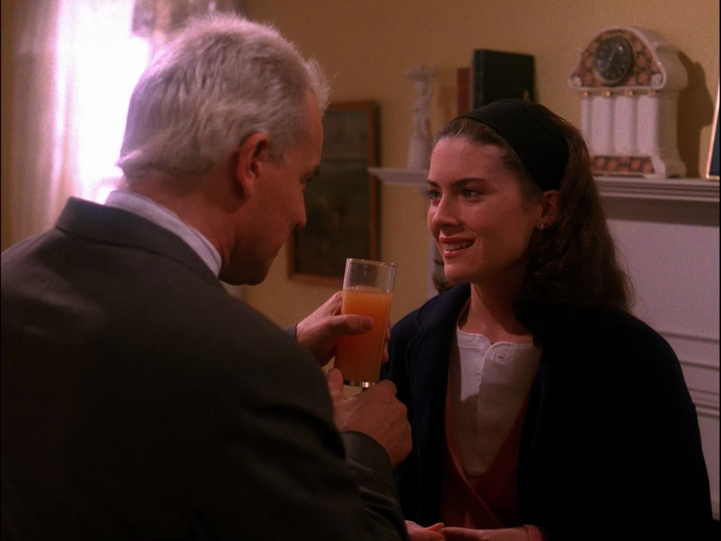 Leland offering Donna some orange juice. Twin Peaks S02E09 - Arbitrary Law.