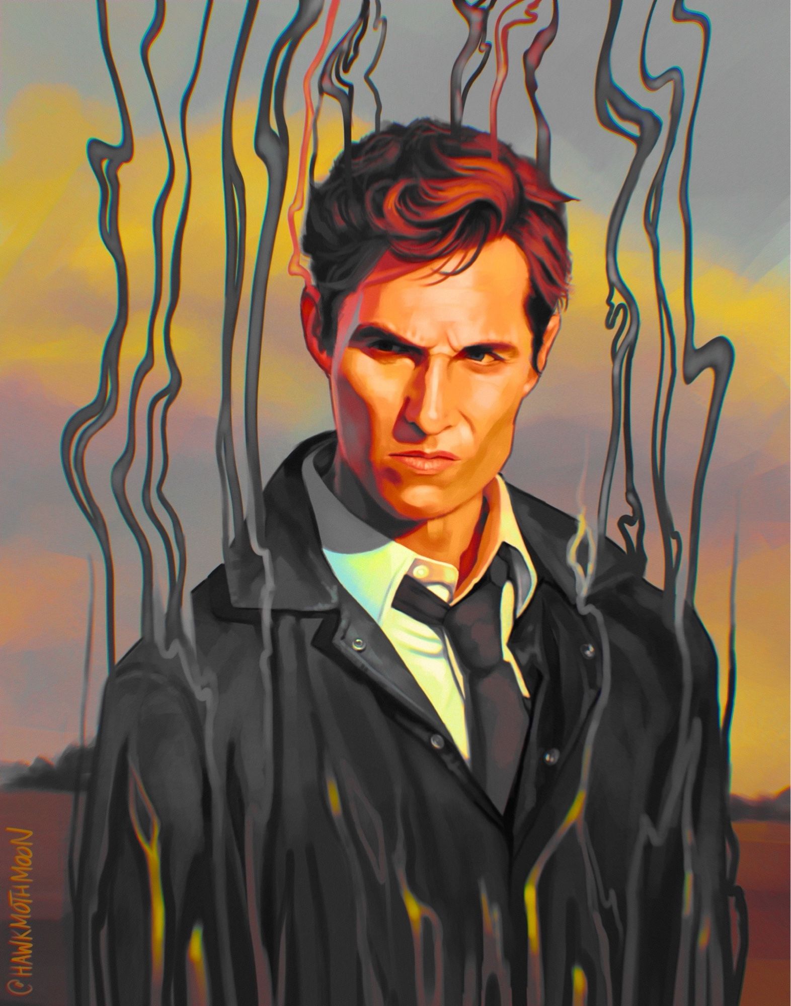 Rust Cohle from True Detective melting into the sky