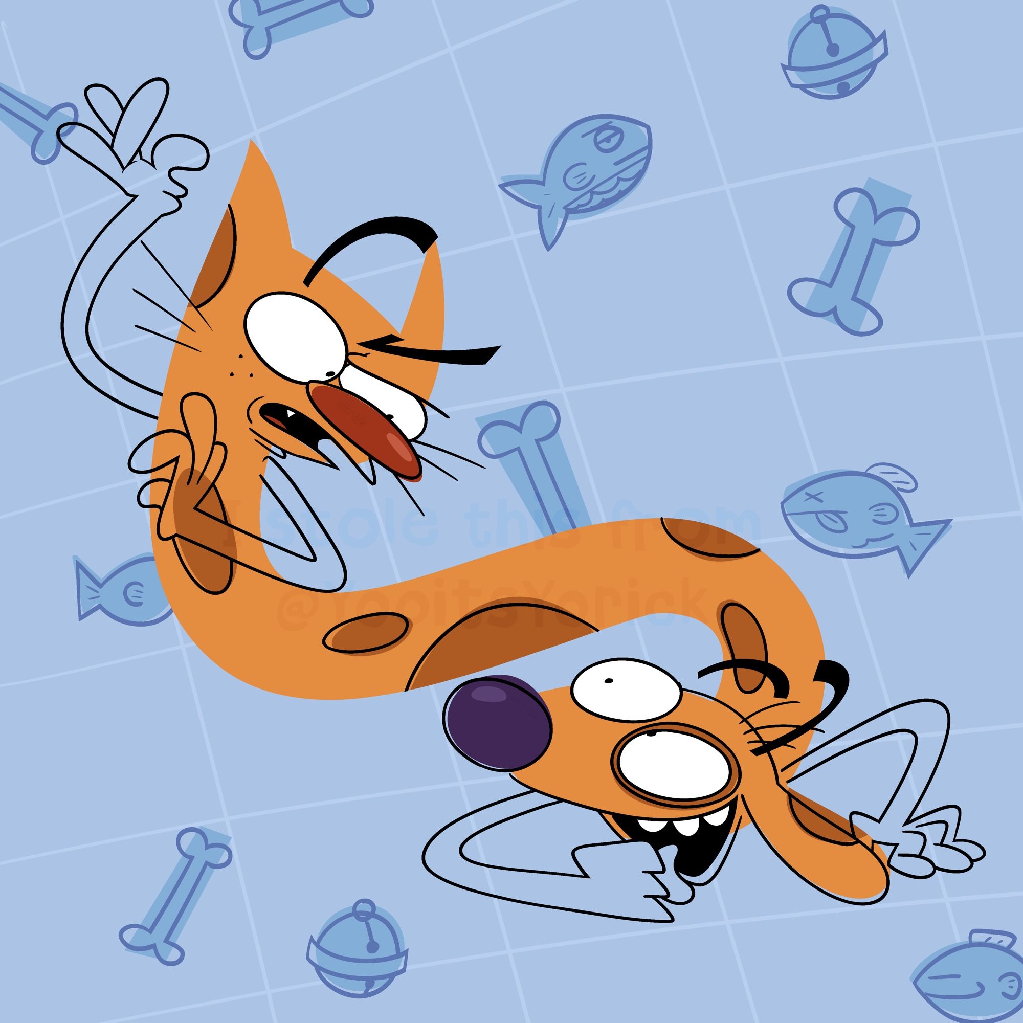 A drawing of CatDog