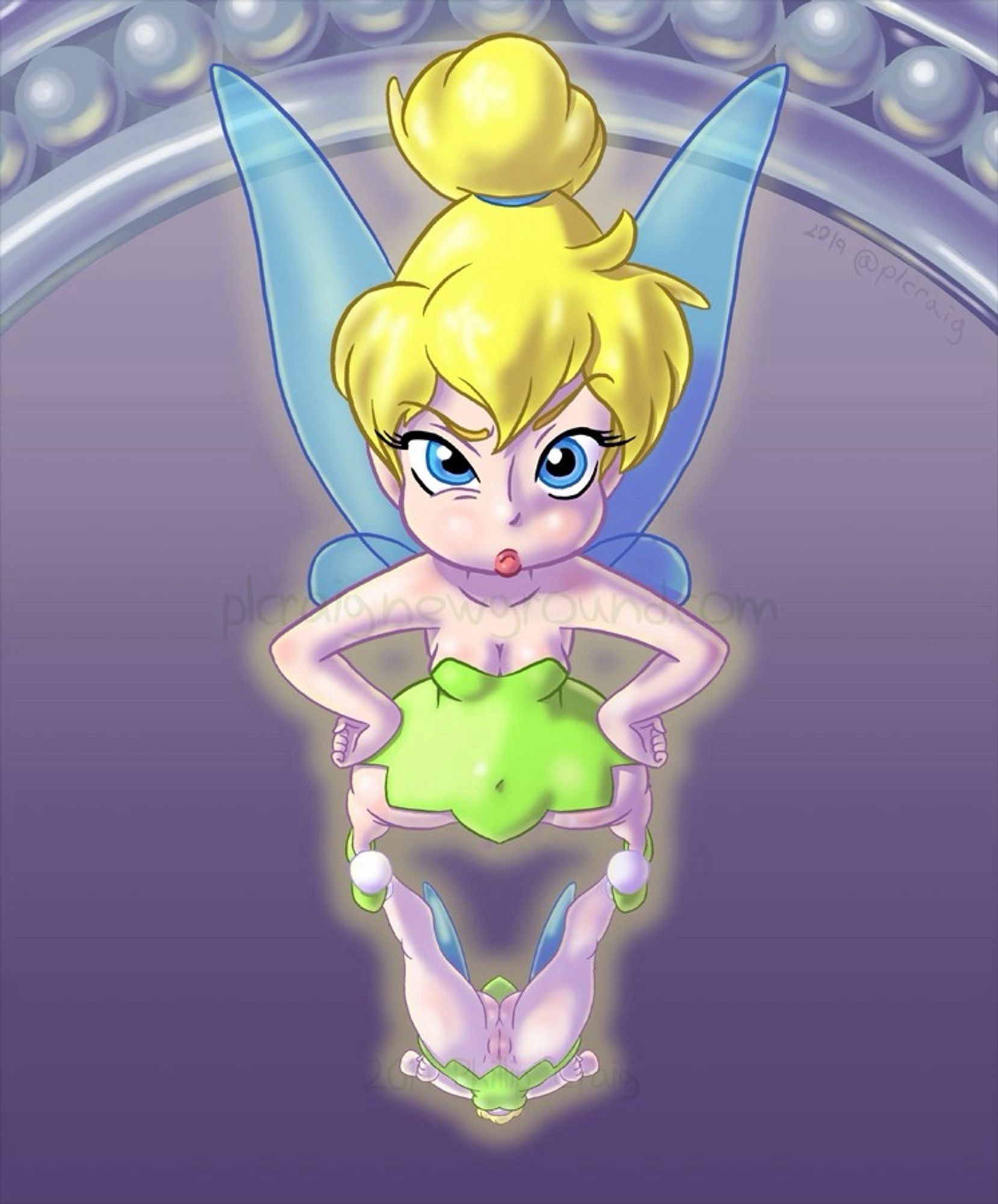 Same illustration of Tinker Bell as before, except now she isn’t wearing underwear.