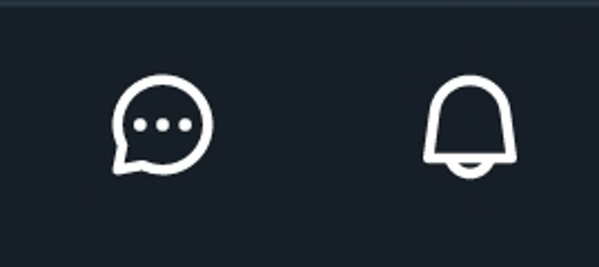 Screenshot of the DM and notification icons on bluesky, with no counters on them.