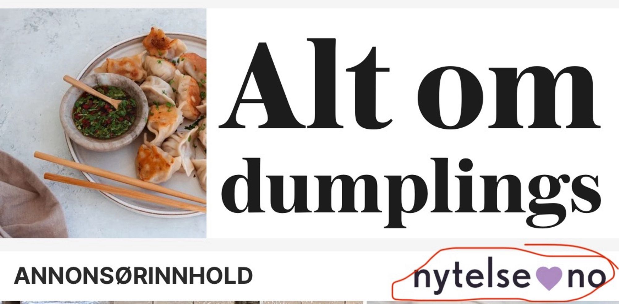 VG-sak: Alt om dumplings.
(Annonsørinnhold fra nytelse.no markert under saken)