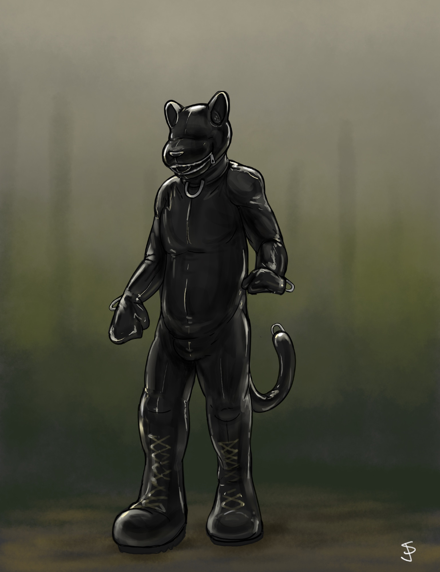 Rubber zipper-mouthed jagtoy, all-black color scheme 