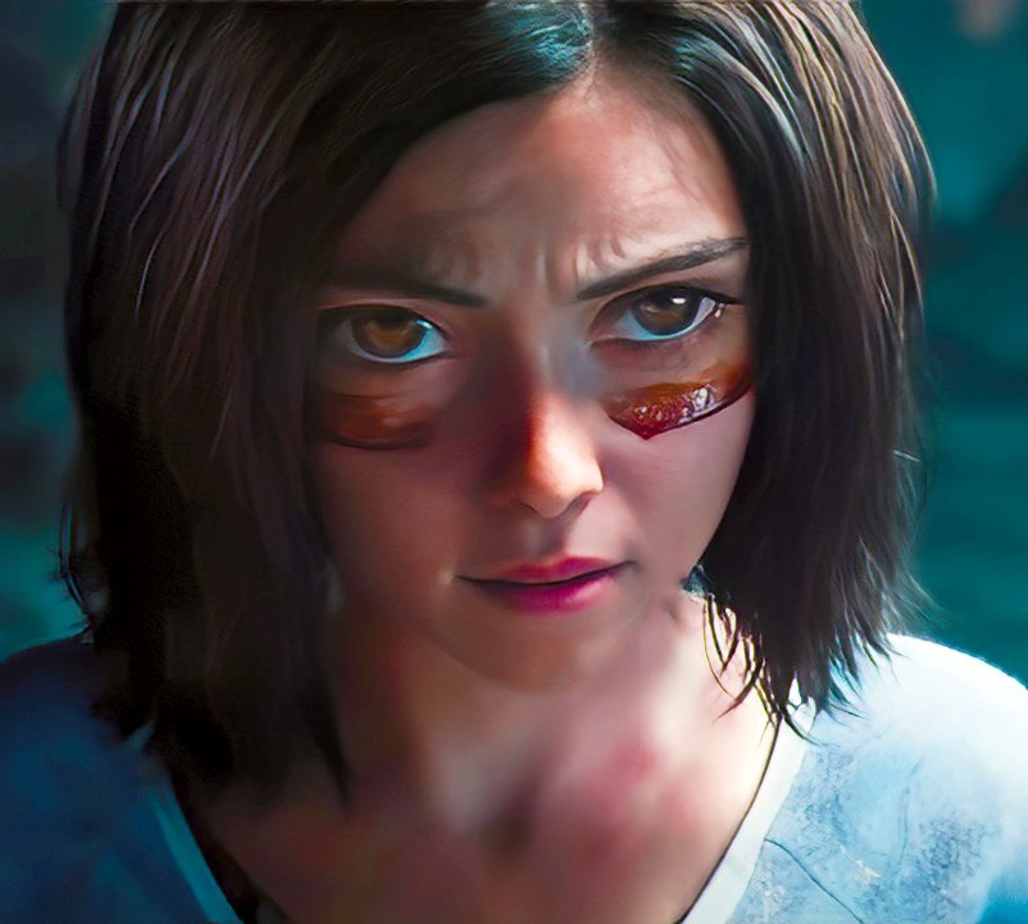 Alita w/ war painting. Scene from the movie Alita: Battle Angel, USA 2019, 122min.
<https://www.imdb.com/title/tt0437086/>
#AlitaBattleAngel | #AlitaArmy | #AlitaSequels | #GiveAlitaHerSequels
Please join our petition: 
<https://www.change.org/p/robert-rodriguez-alita-battle-angel-part-2>
Also see our fund raising project, thank you:
<https://gofund.me/a97559ce>