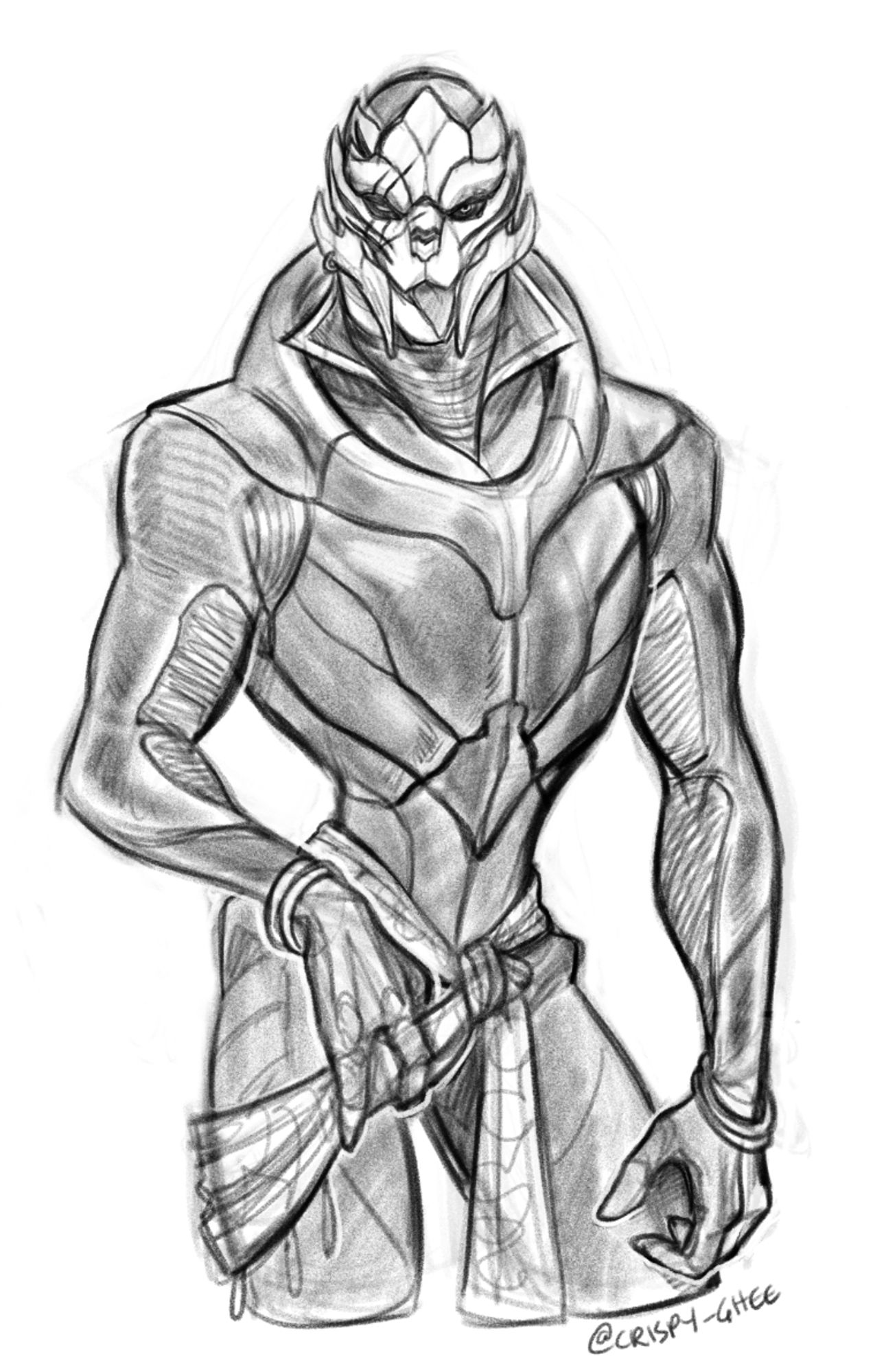 🍳 A drawing of a turian from Mass Effect with her tongue sticking out