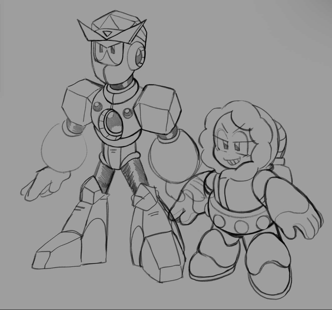 chibi drawings of freeze man and ice man 