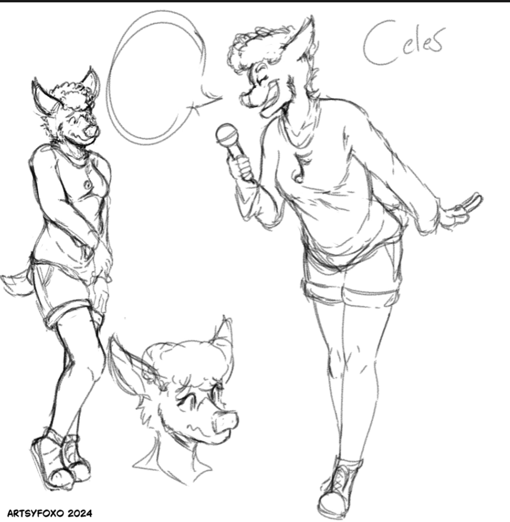 A few simple rough sketches of my deer gal, Celes Adams.