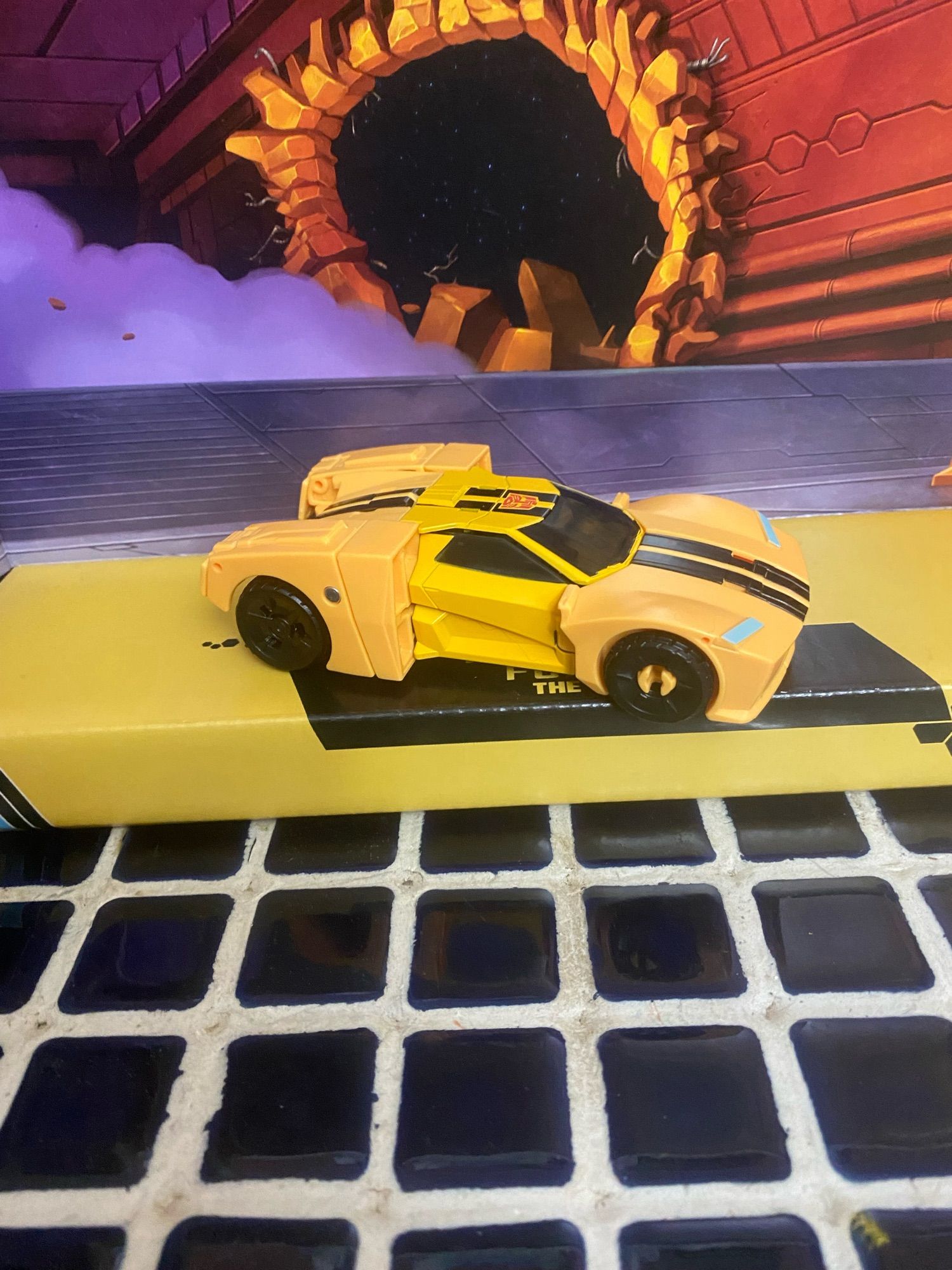 A yellow car