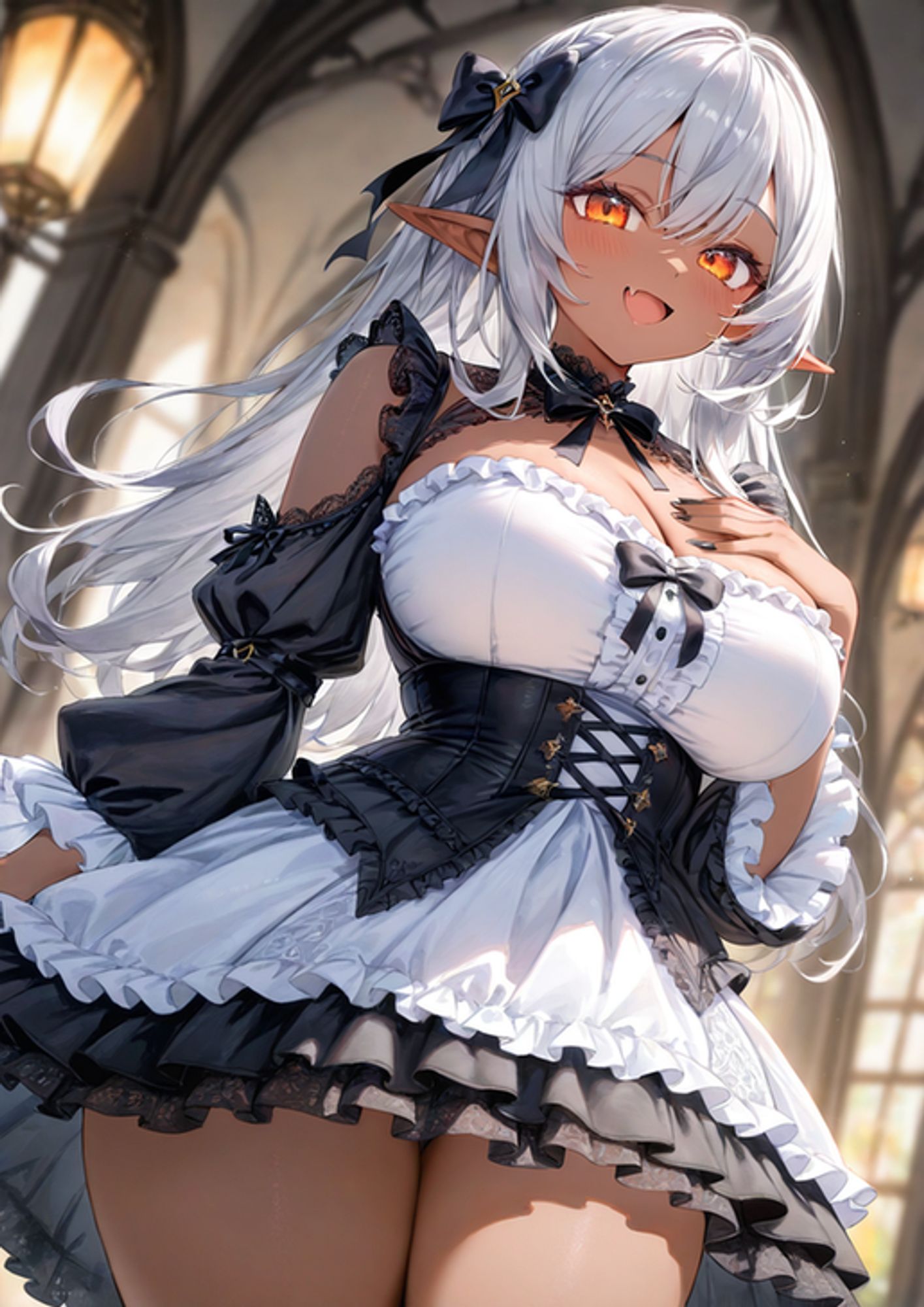 {"mode":"txt2img","model":"animaPencilXL_v500.safetensors","modelRefiner":"","prompt":"watercolor_pencil_drawing, 1girl, solo, dark_elf, (dark_skin)1.2, large breasts, intricate gothic frilled dress, frilled blouse, ribbon-trimmed sleeves, Placing_hand_on_chest, silver hair, smile, low angle, masterpiece, best quality, blurry_background, skin fang","initImg":"","initStrength":"0","inpaintMask":"","promptNeg":"(bad anatomy)1.4, (low quality)1.3, (lowres)1.3, (worst quality)1.3, (bad quality)1.3, (bad fingers)1.3, long body, bad hands, normal quality, ugly, error, extra fingers, bad proportion, bad feet, missing limb, jpeg artifacts, text, signature, watermark, username, artist name","w":"1088","h":"1536","seed":"1596271577","sampler":"k_euler","scaleTxt":"7.5","refineFrac":"1","steps":"20"}