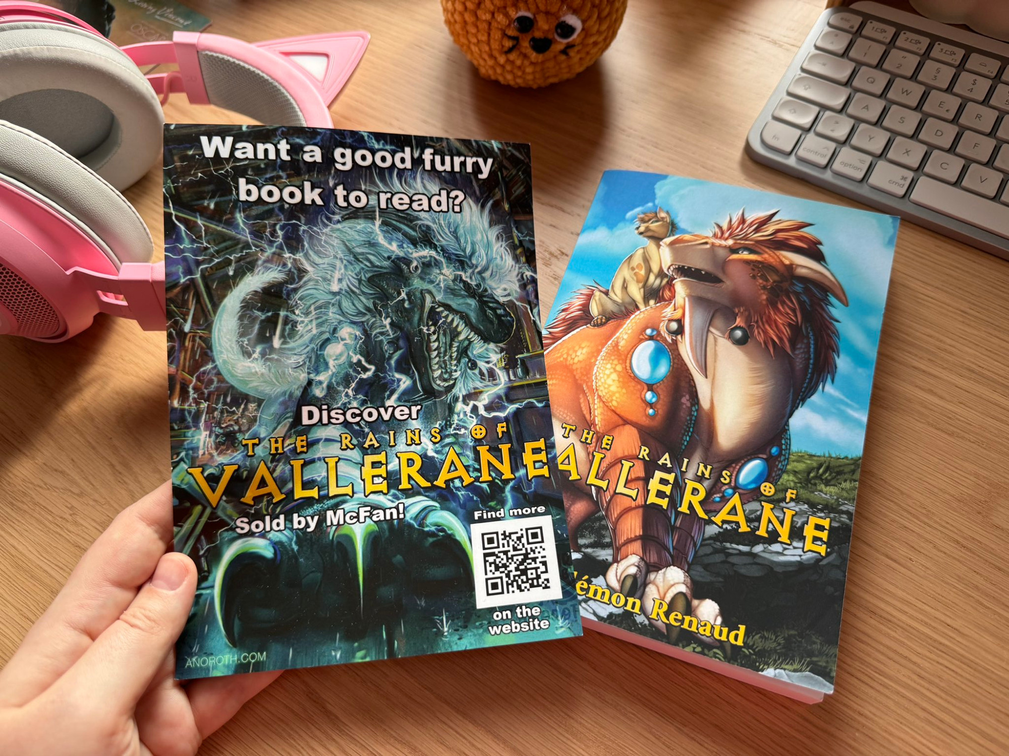 A flyer advertising a book featured on the right. On the flyer an illustration made by me is featured, showing main hero engulfed by lightning