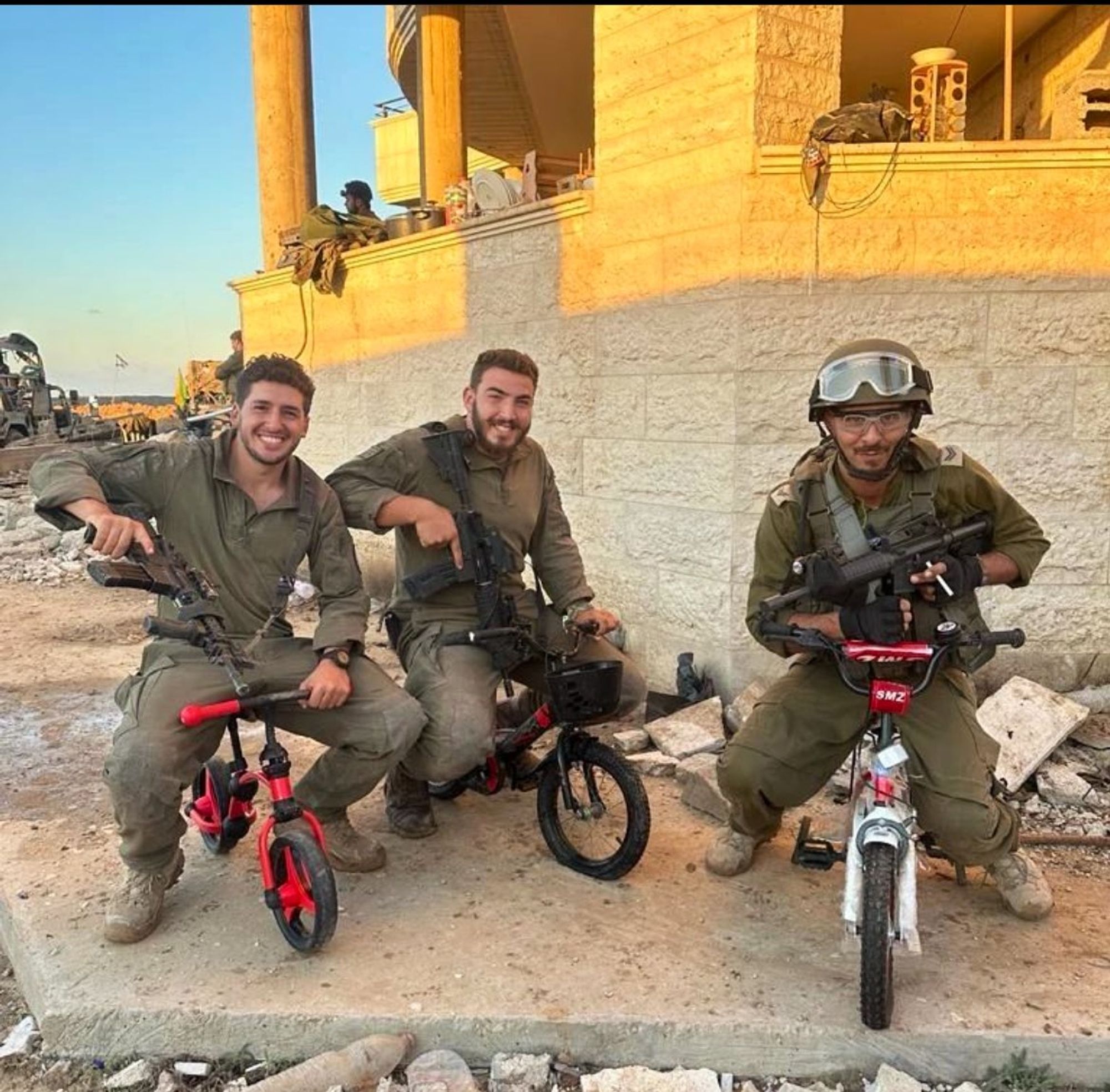 IDF playing on the bikes of dead, injured, displaced children.