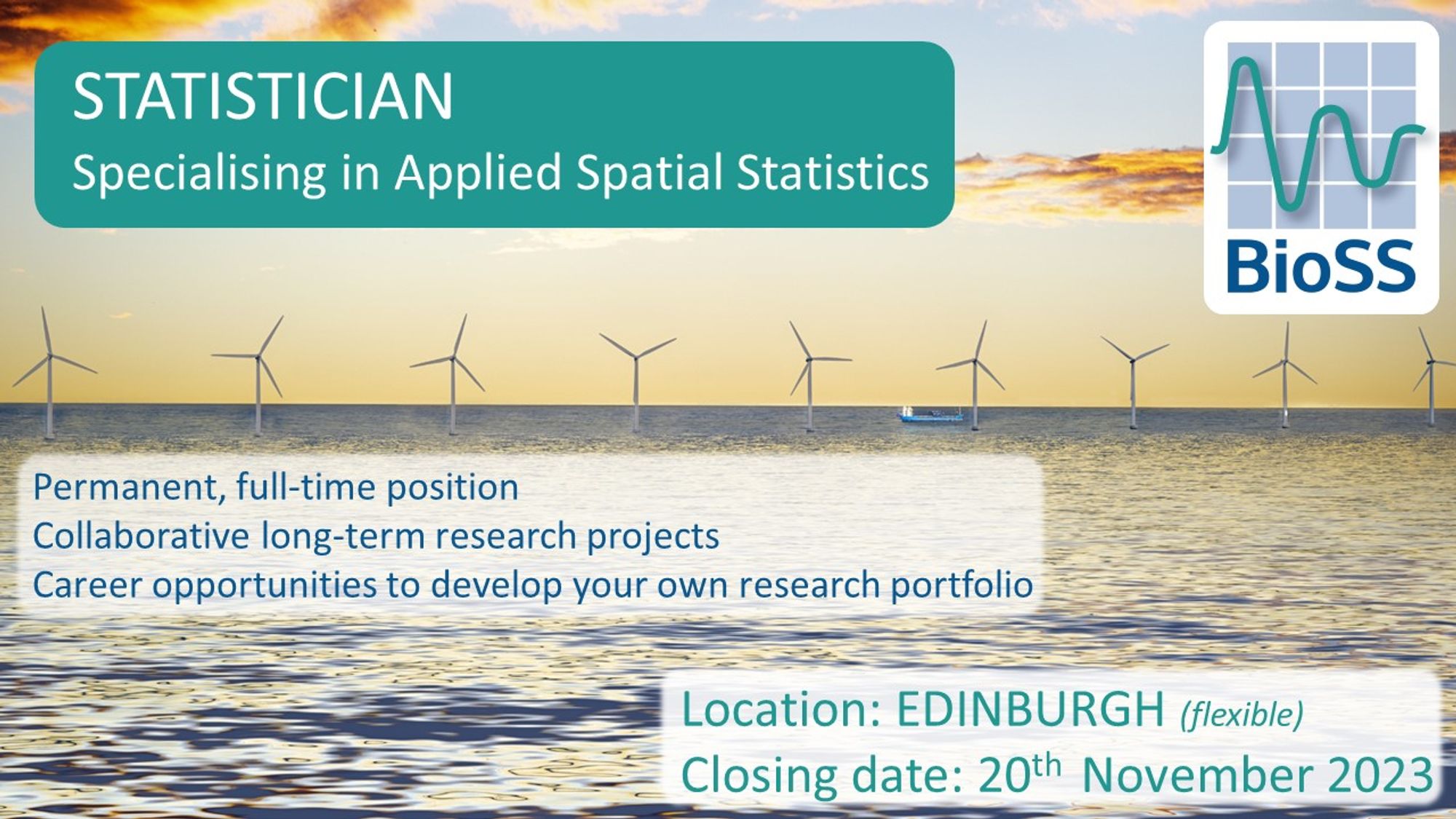 Vacancy advert: Statistician specialising in applied spatial statistics