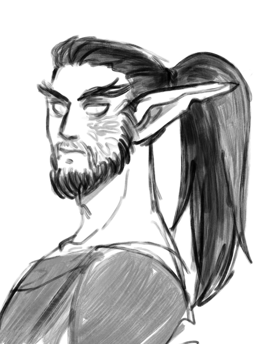 A drawing of a male night elf, Daerniell