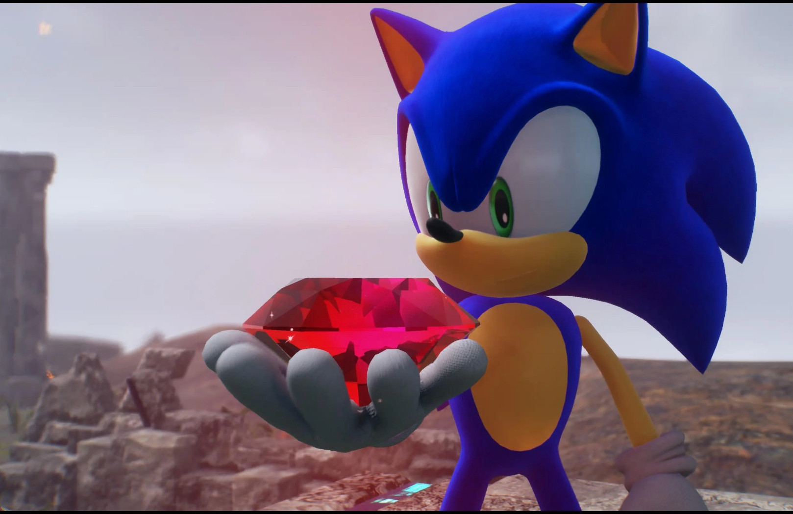 Sonic holding a chaos emerald