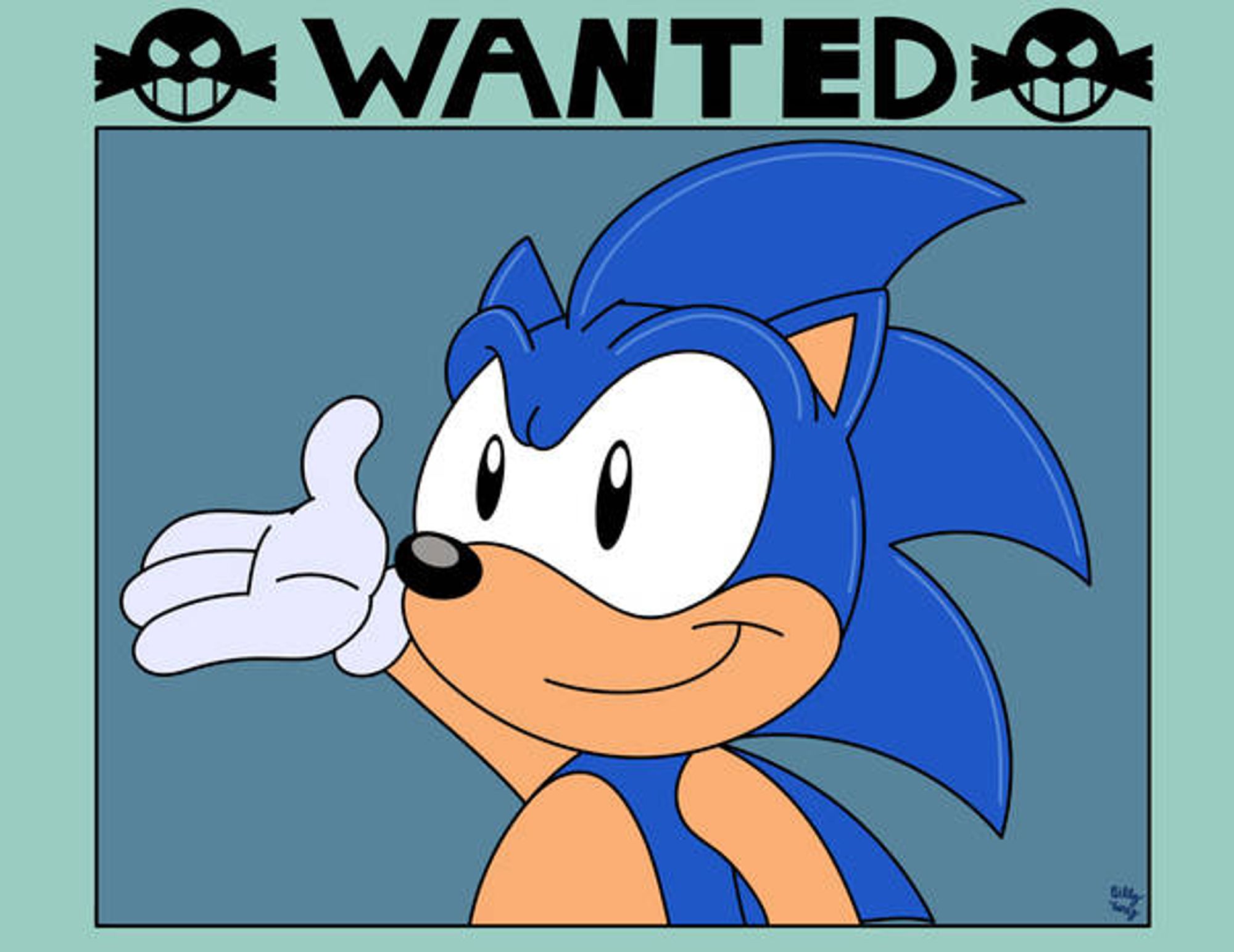 sonic the hedgehog wanted poster by deviantart user SlySonic