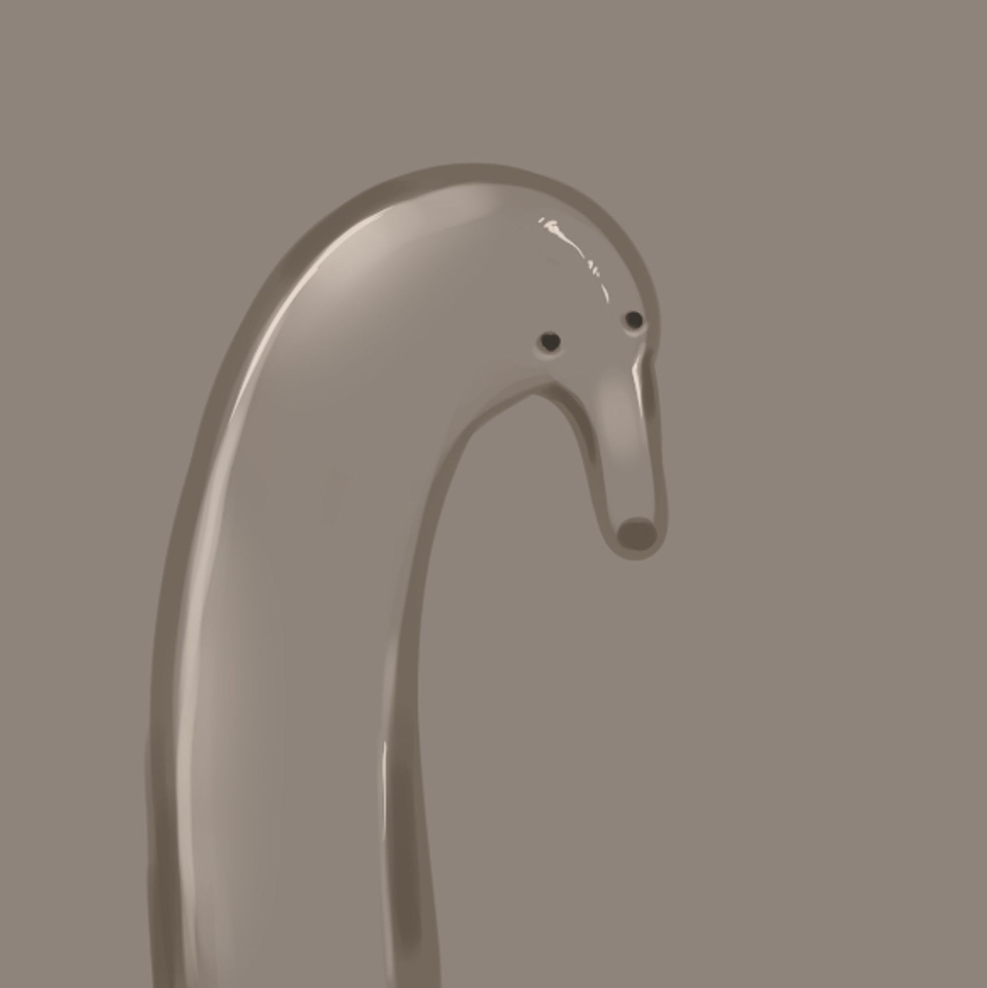 Grayscale drawing of a weird worm thing with two little dot eyes and a long nose like a borzoi