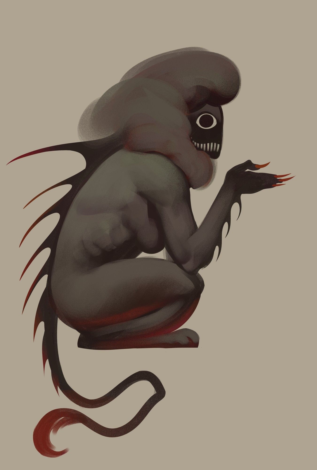 a digital painting depicting the manticore