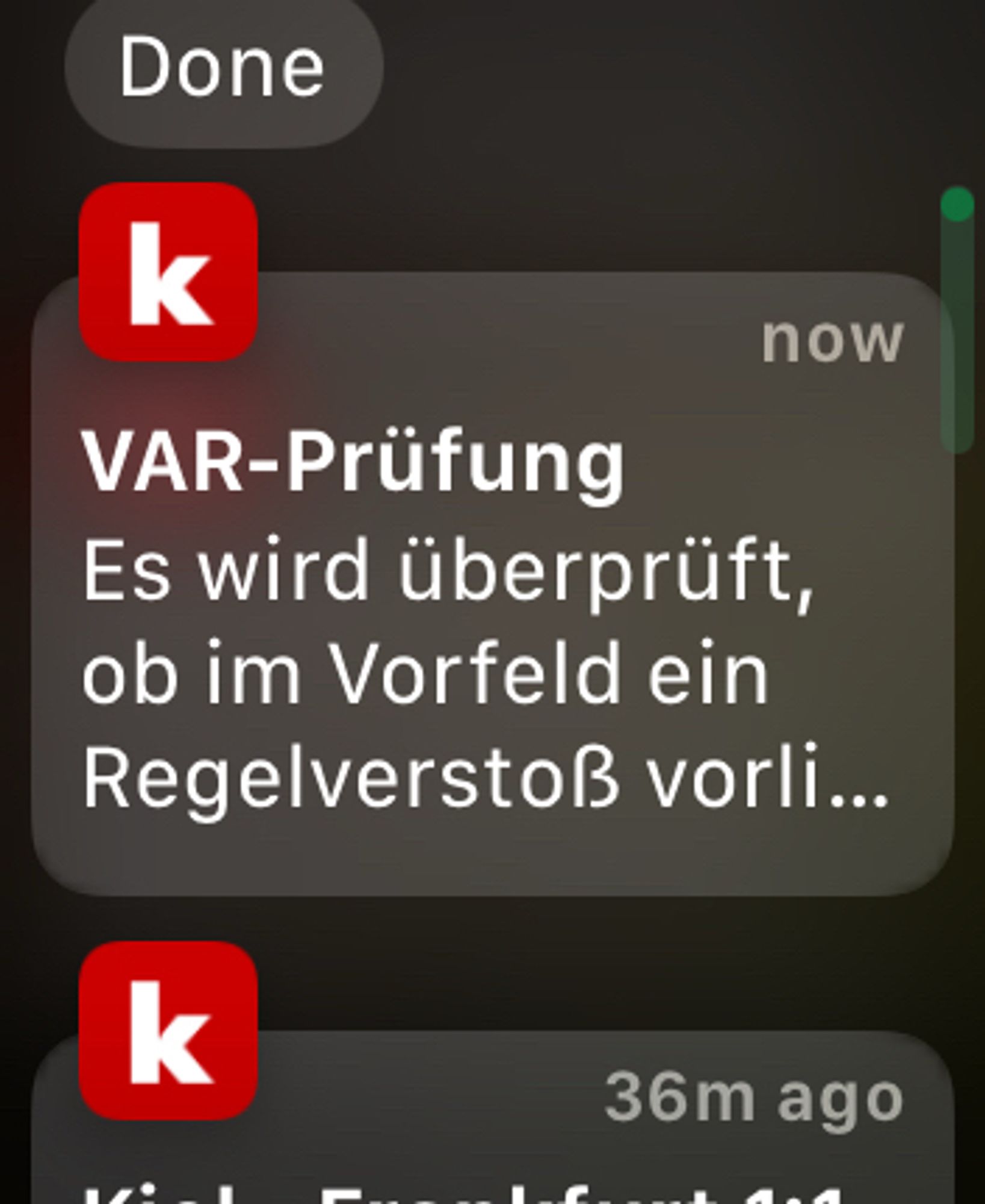 Done
K
now
VAR-Prüfung
Es wird überprüft, ob im Vorfeld ein Regelverstoß vorli...