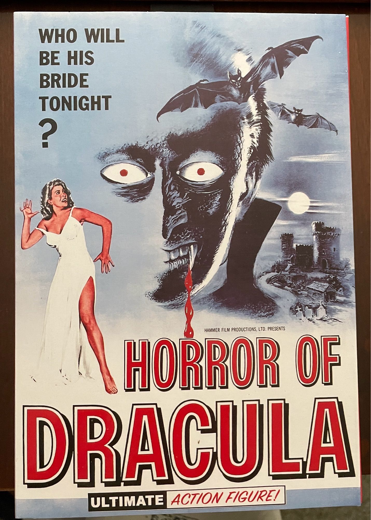 Front of action figure box for the film Horror of Dracula.