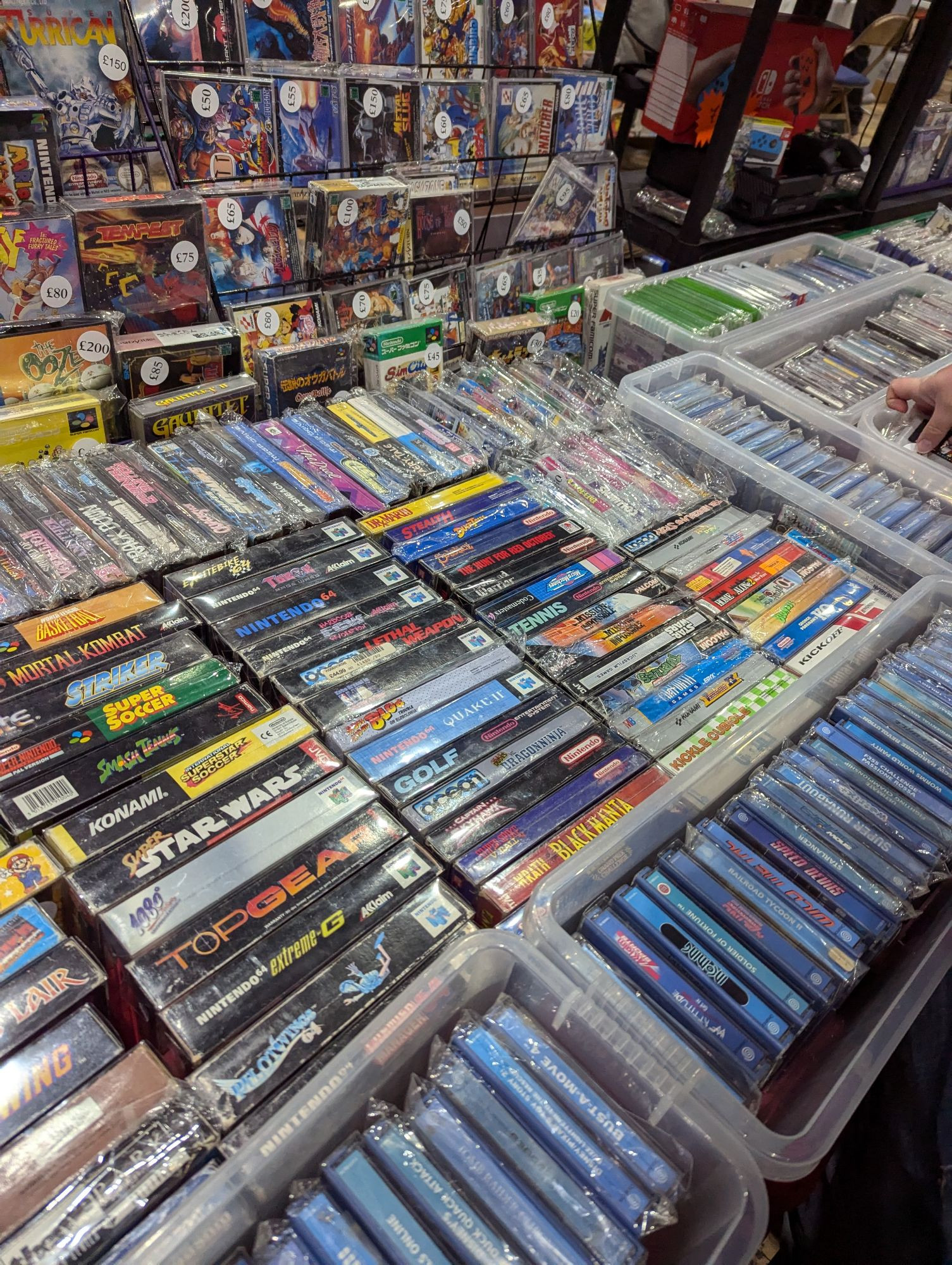 A collection of retro games, Dreamcast, SNES, Sega Saturn to name a few