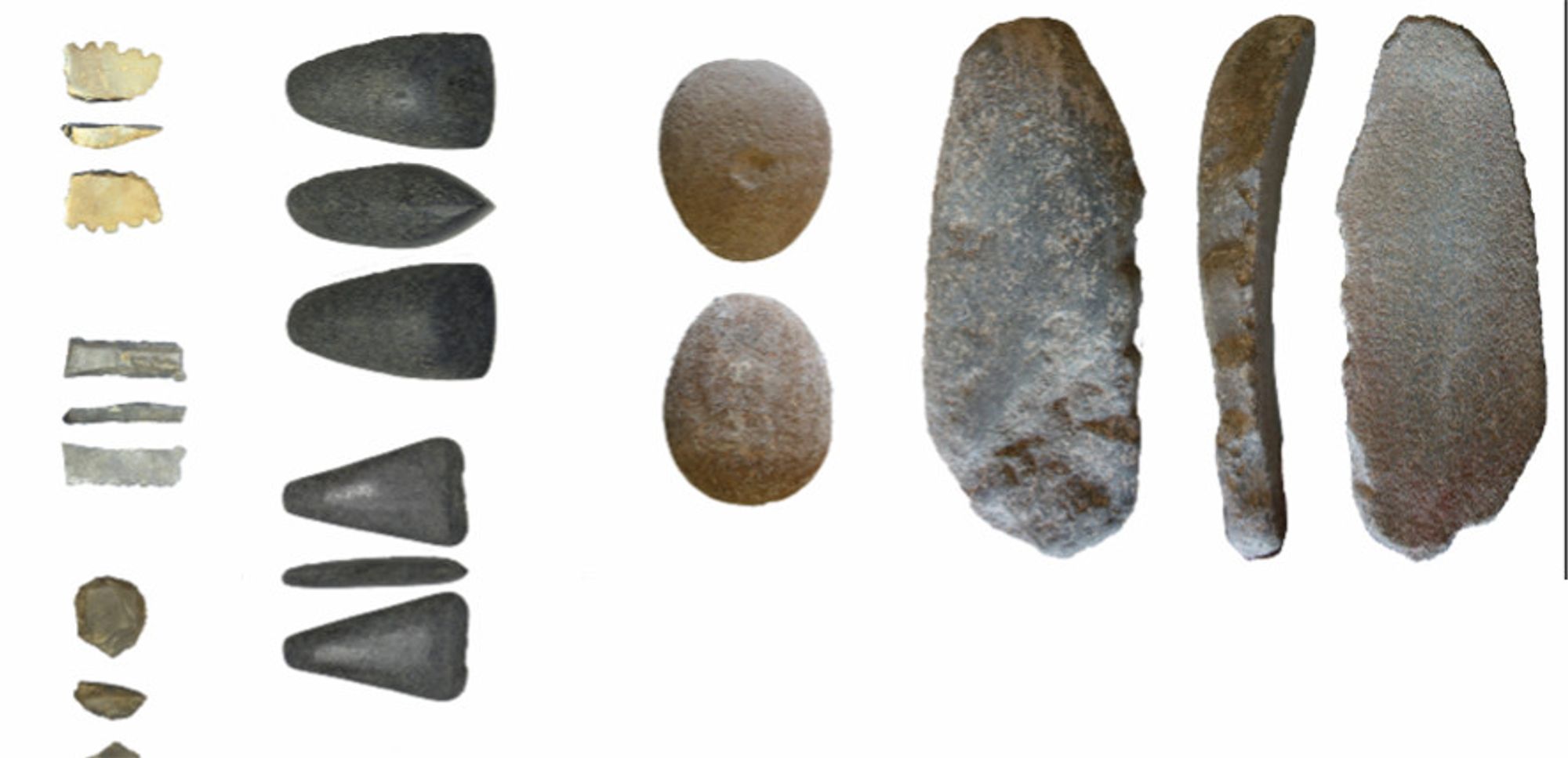 stone tools on white background