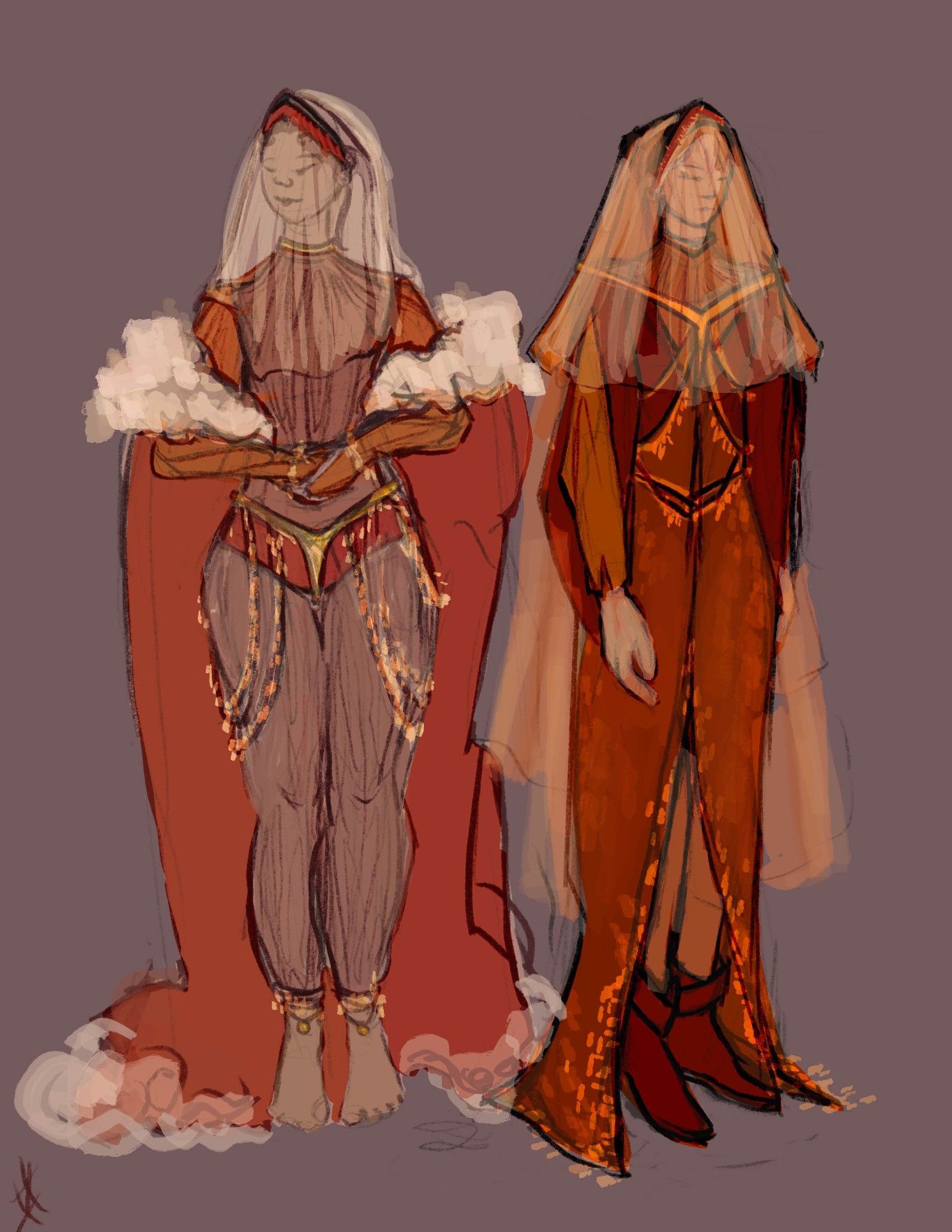 two homebrew designs based lowkey off of russian court dress from the reign of tsar nicolas I but also a bunch of stuff from my various pinterest boards <3