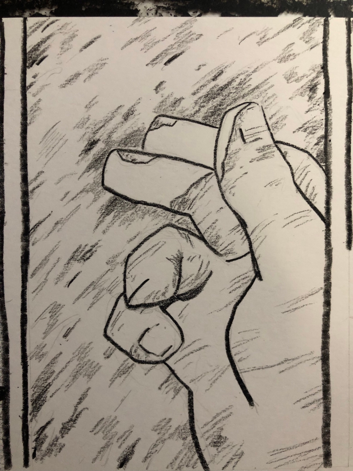 Milks stained fingers over fleece. 