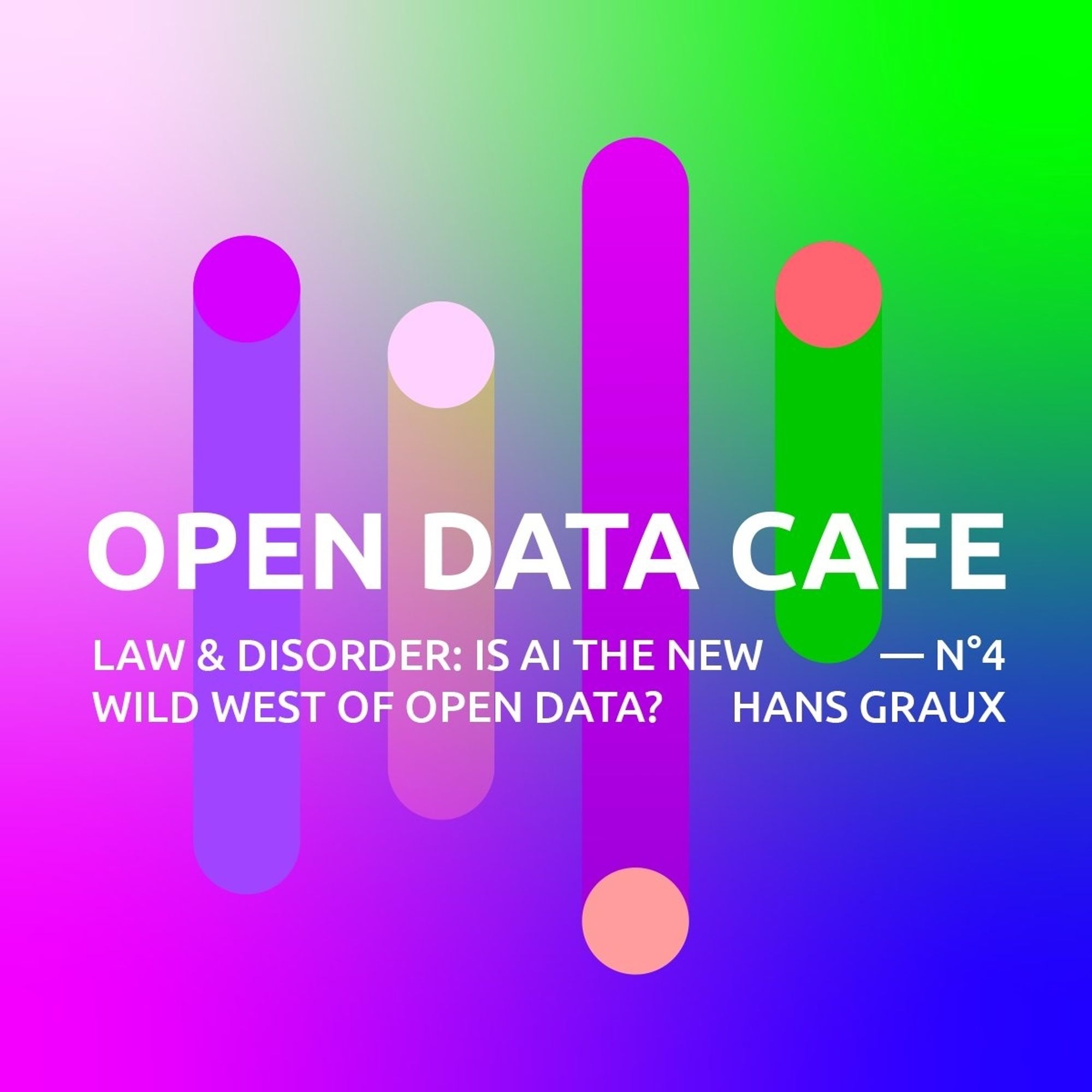 The text says 'Open Data Cafe, Law and disorder: Is AI the new Wild West of Open Data? Hans Graux'