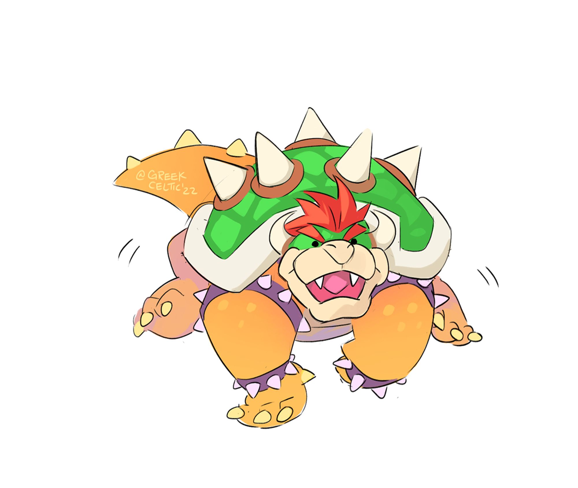 bowser running on all fours