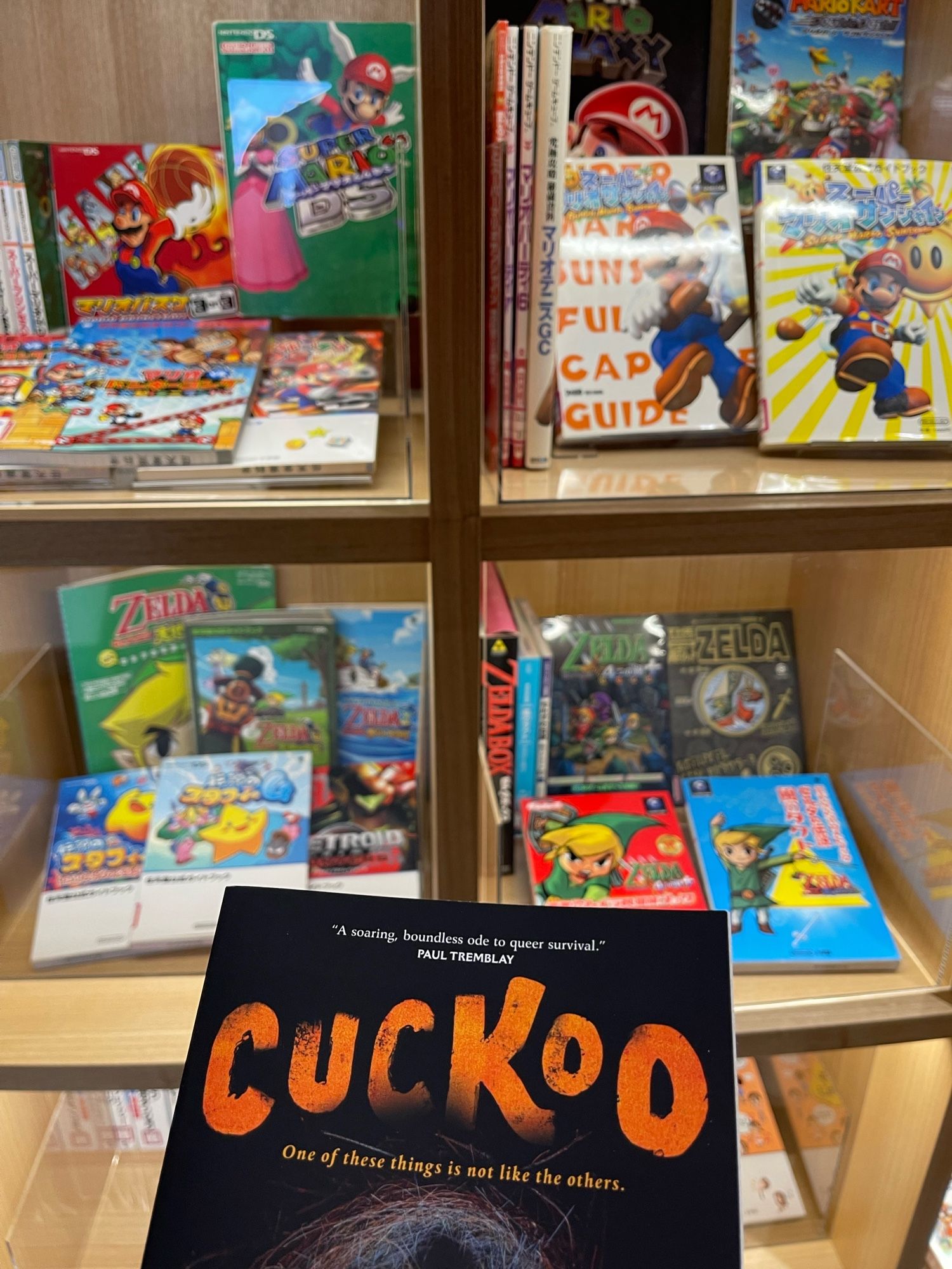 CUCKOO in the foreground, wholesome all-ages Nintendo books in the background