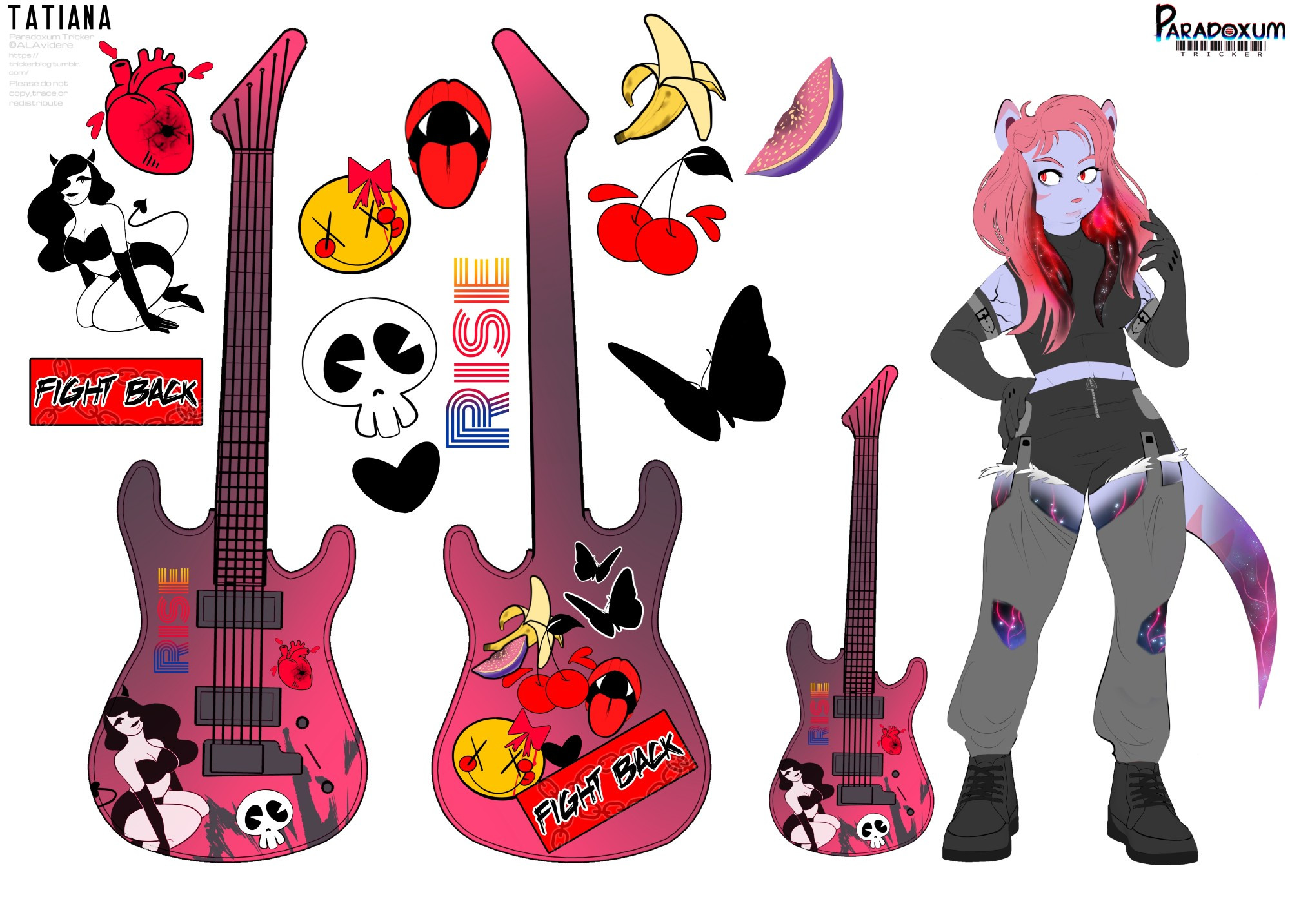 Tatiana's design sheet with her guitar