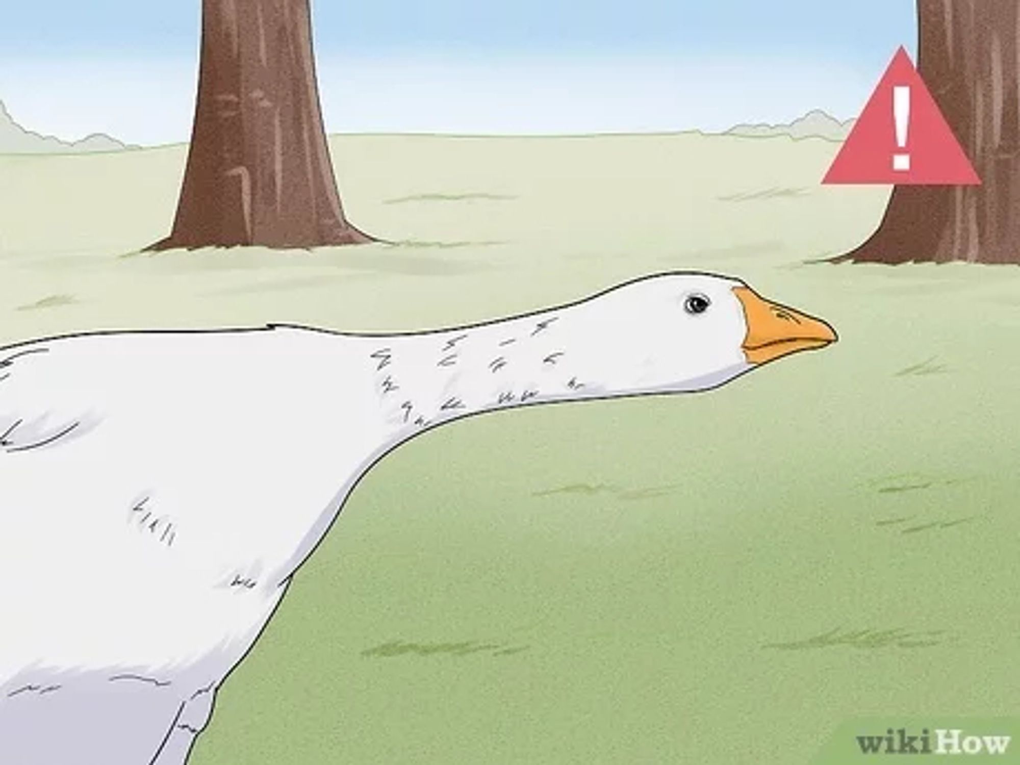 drawing of a goose preparing to attack from wikiHow