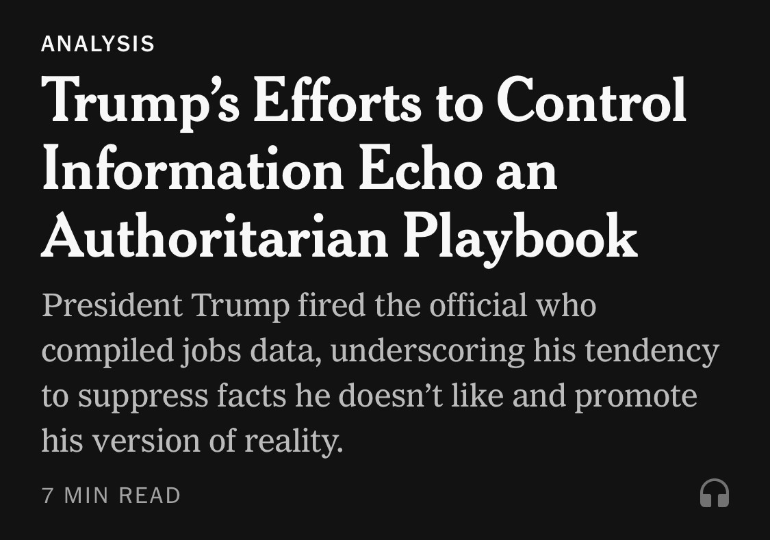Nyt analysis: Trump efforts to control information echo an authoritarian playbook 