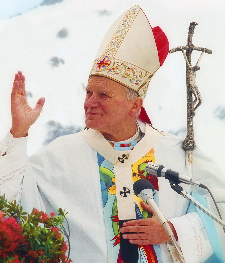 John Paul II in 1988, blessing a crowd