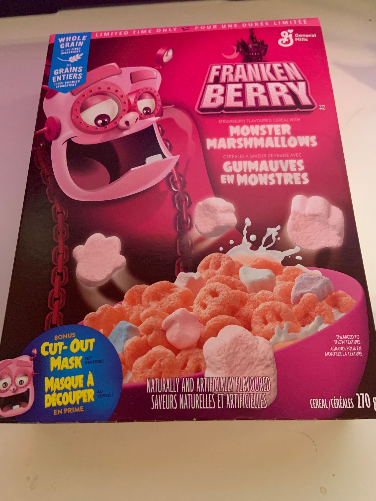 General
Mille
FRANKEN
BERRY
STRAWBERRY FLAVOURED CEREAL WITH
MONSTER
MARSHMALLOWS