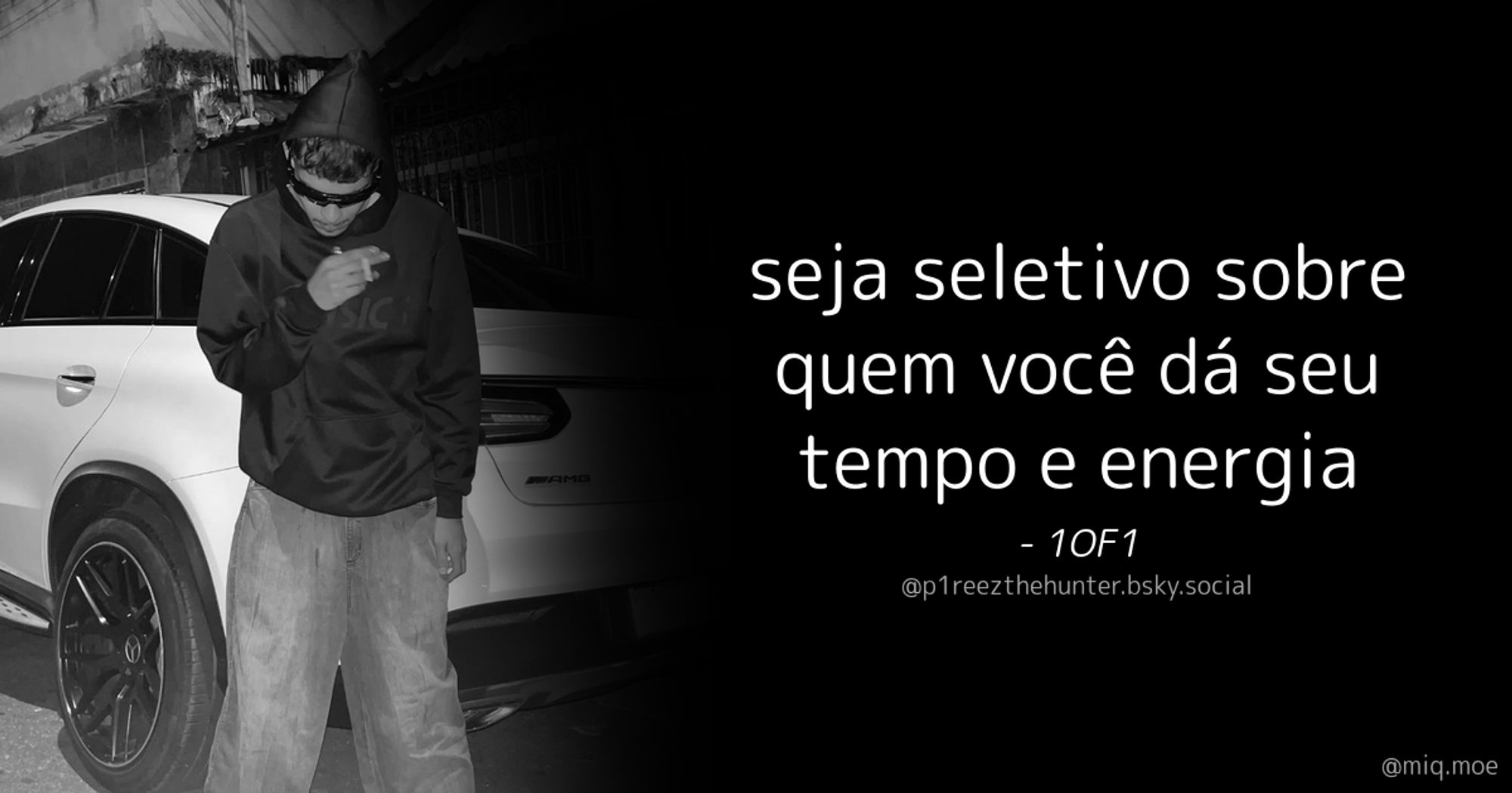 Generated by Make it a Quote
User: p1reezthehunter.bsky.social
Content: seja seletivo sobre quem você dá seu tempo e energia