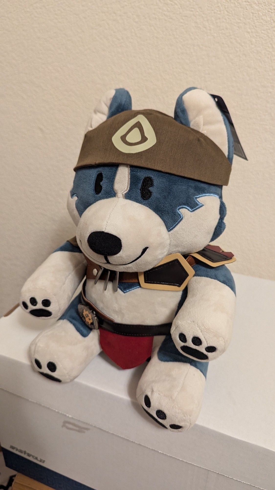 Volga plushie; 3/4 view (left).