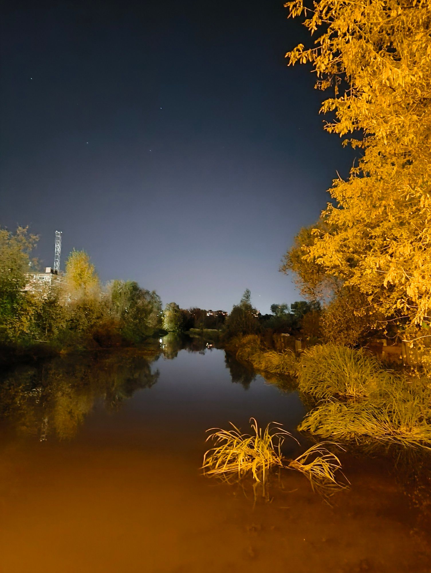 Night river october sky photo