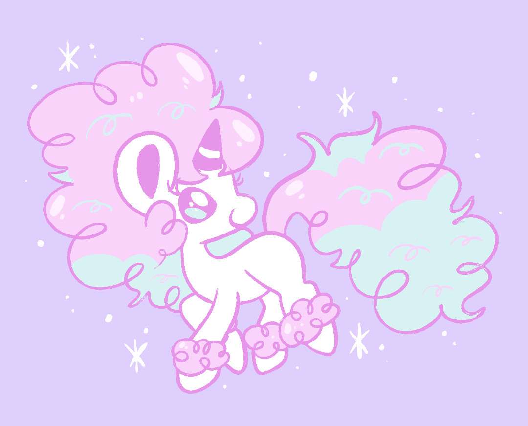 Art of a very sparkly Galarian Ponyta.