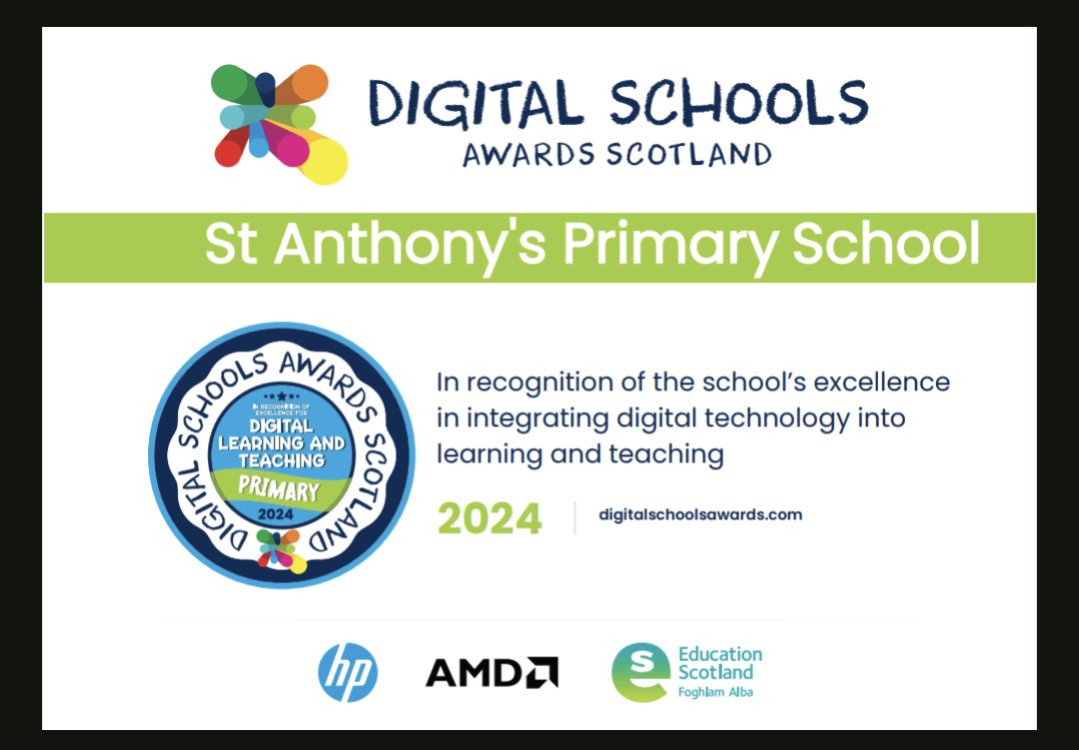 St Anthony's Primary School Digital School Award Certificate