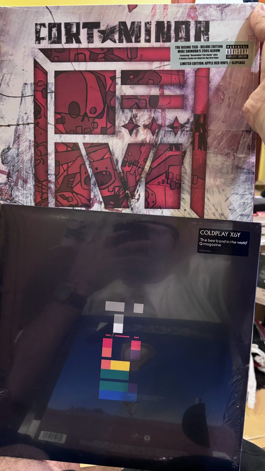 Vinyl albums of Fort Minor’s The Rising Tied and Coldplay’s X&Y