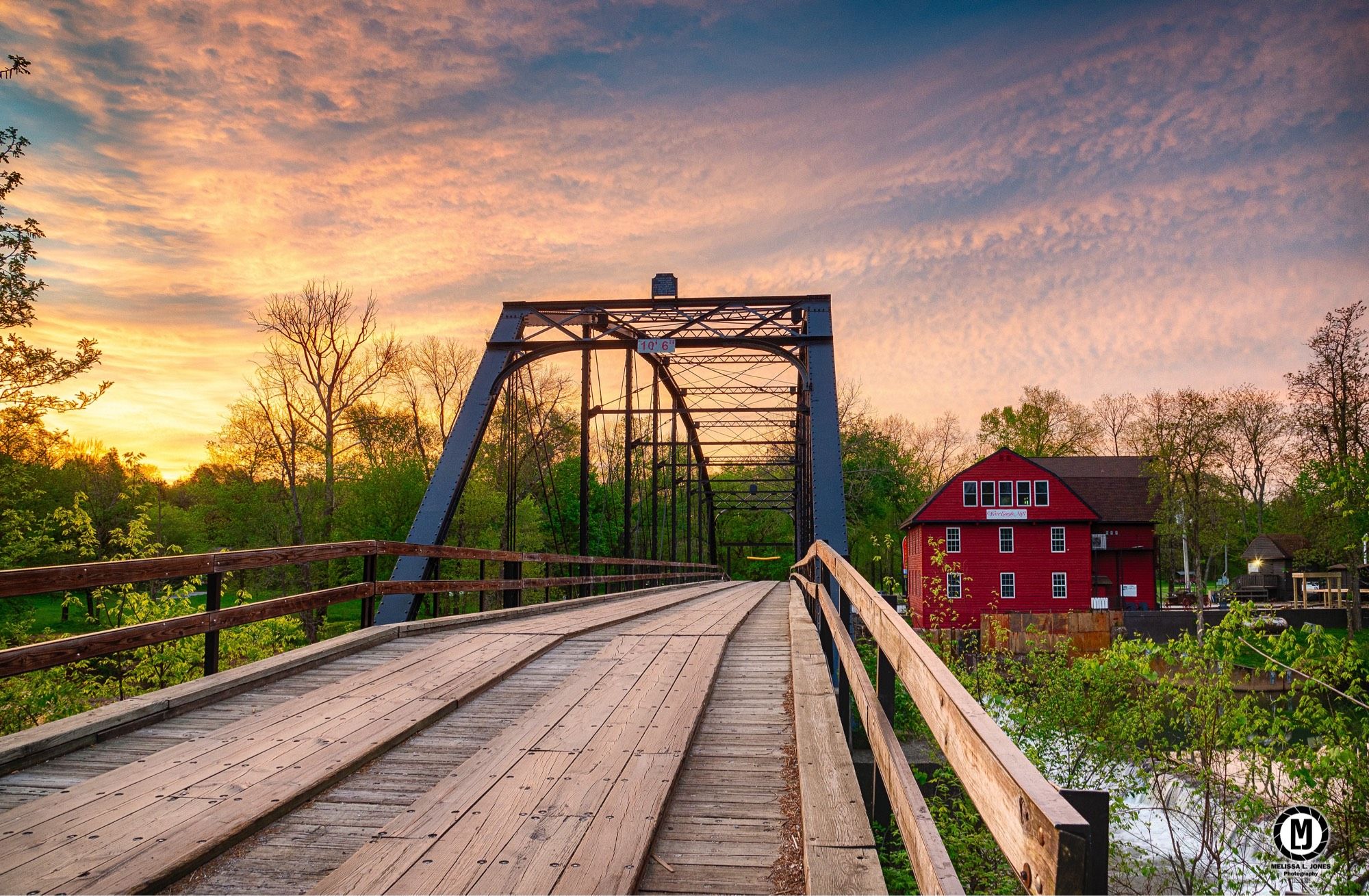 War Eagle Bridge and Mill at sunrise.