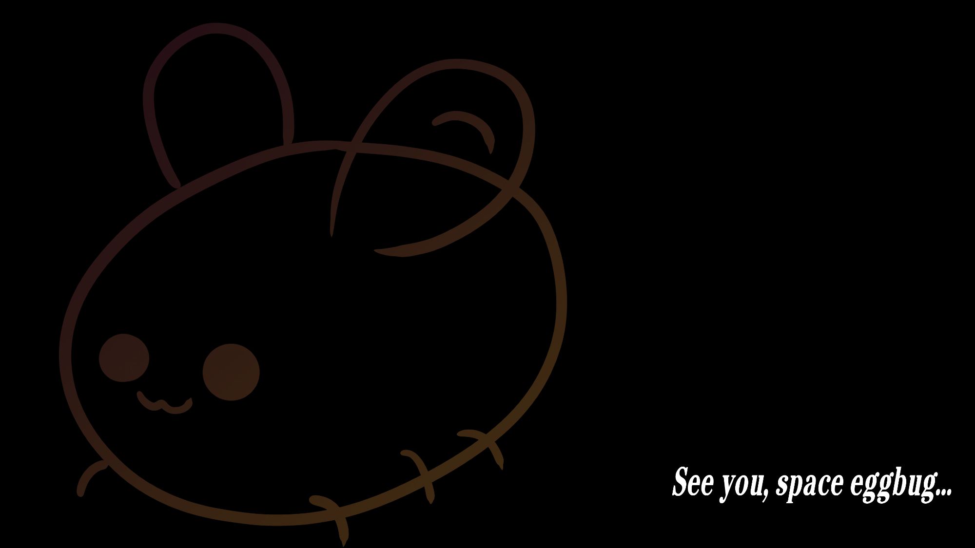 Faded eggbug in a gradient with the colors of Cohost (red to orange) in a black background.

Text on the bottom right reads "See you, space eggbug..." in a reference to Cowboy Bebop's closing titles.